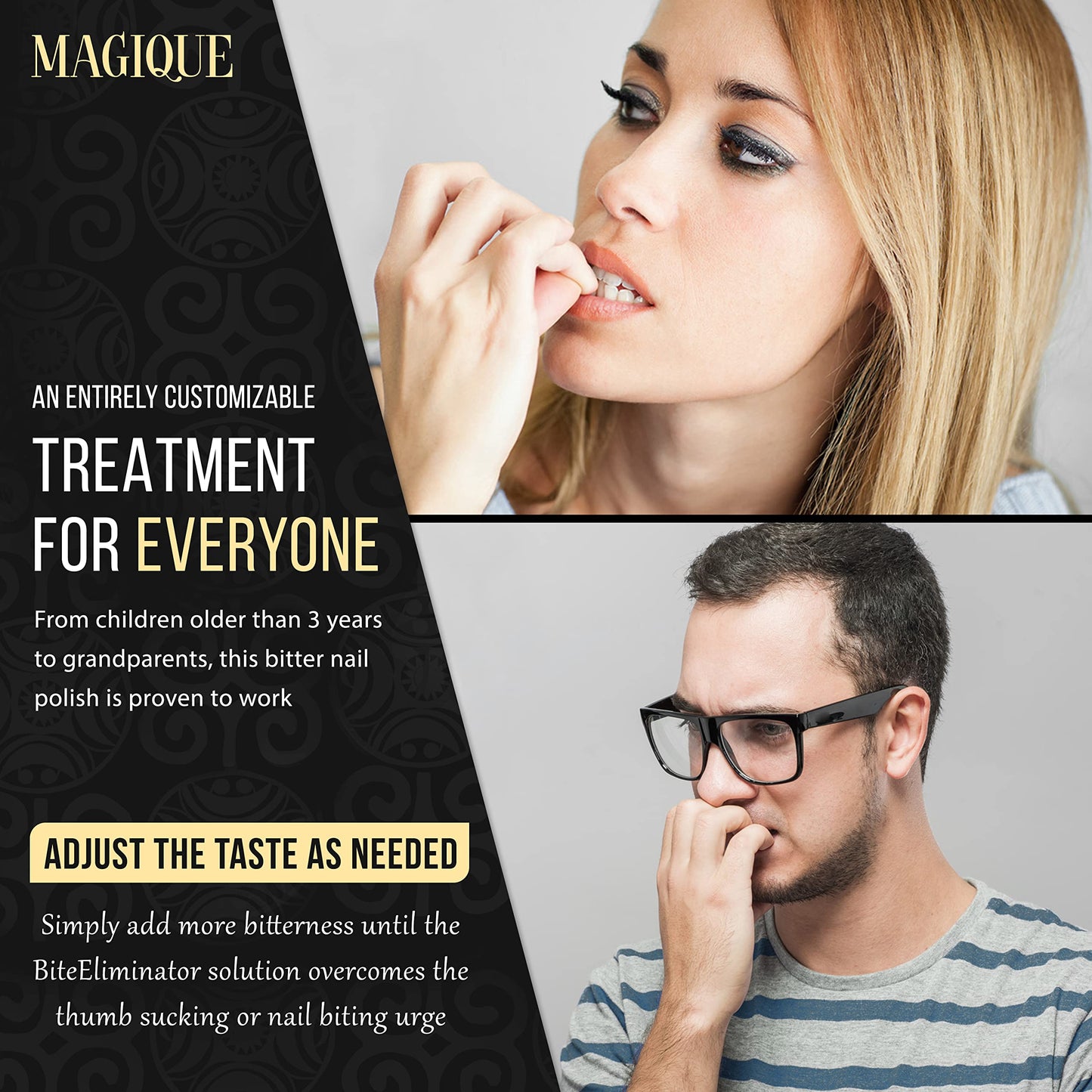 Magique Bite Eliminator - Stop Thumb Sucking & Nail Biting for Kids & Adults - Bitter Nail Polish Treatment - Customizable Strength - 0.5 Fl Oz