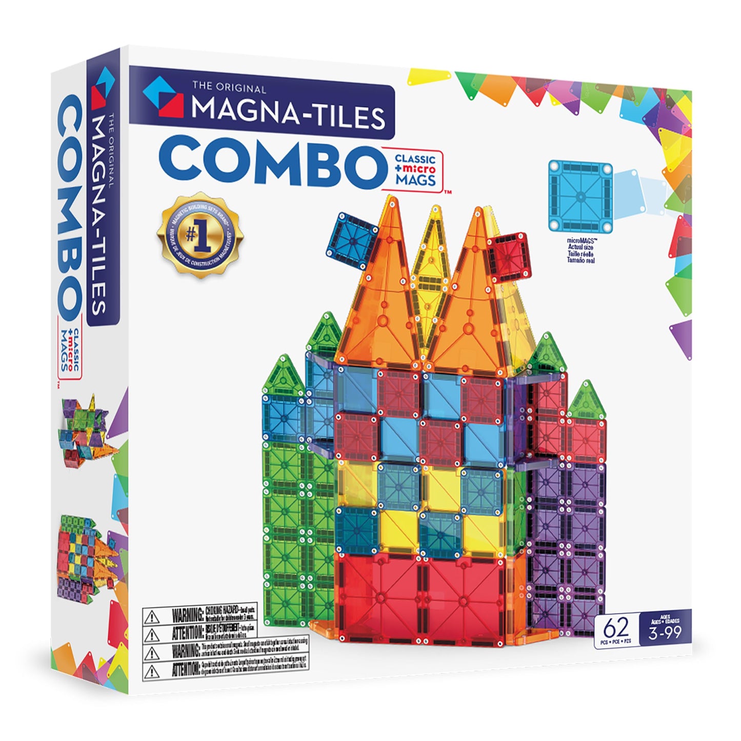 MAGNA-TILES Combo 62-Piece Magnetic Construction Set, The Original Magnetic Building Brand