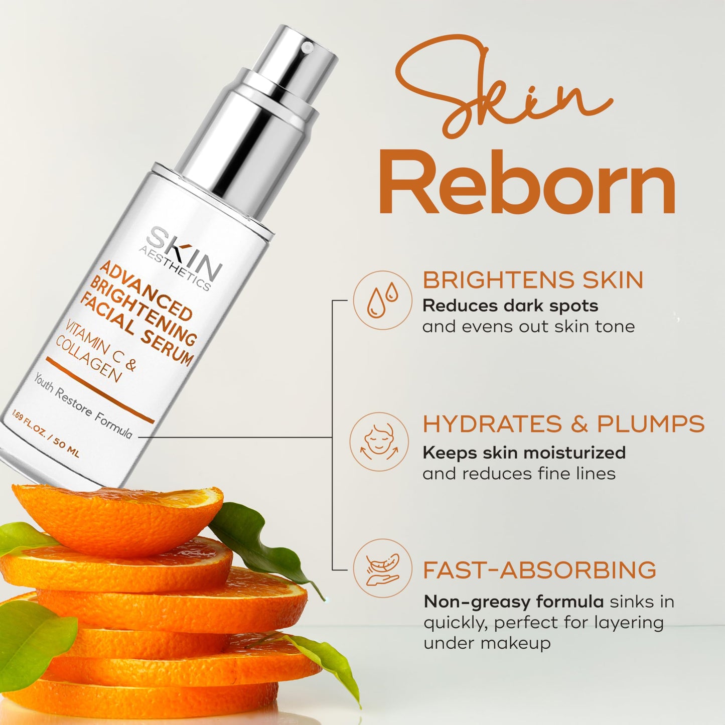 Skin Aesthetics Vitamin C Serum For Face - Dermatologist Tested - with Collagen For Dark Spots, Skin Brightening, Anti-Aging & Acne + Fine Lines
