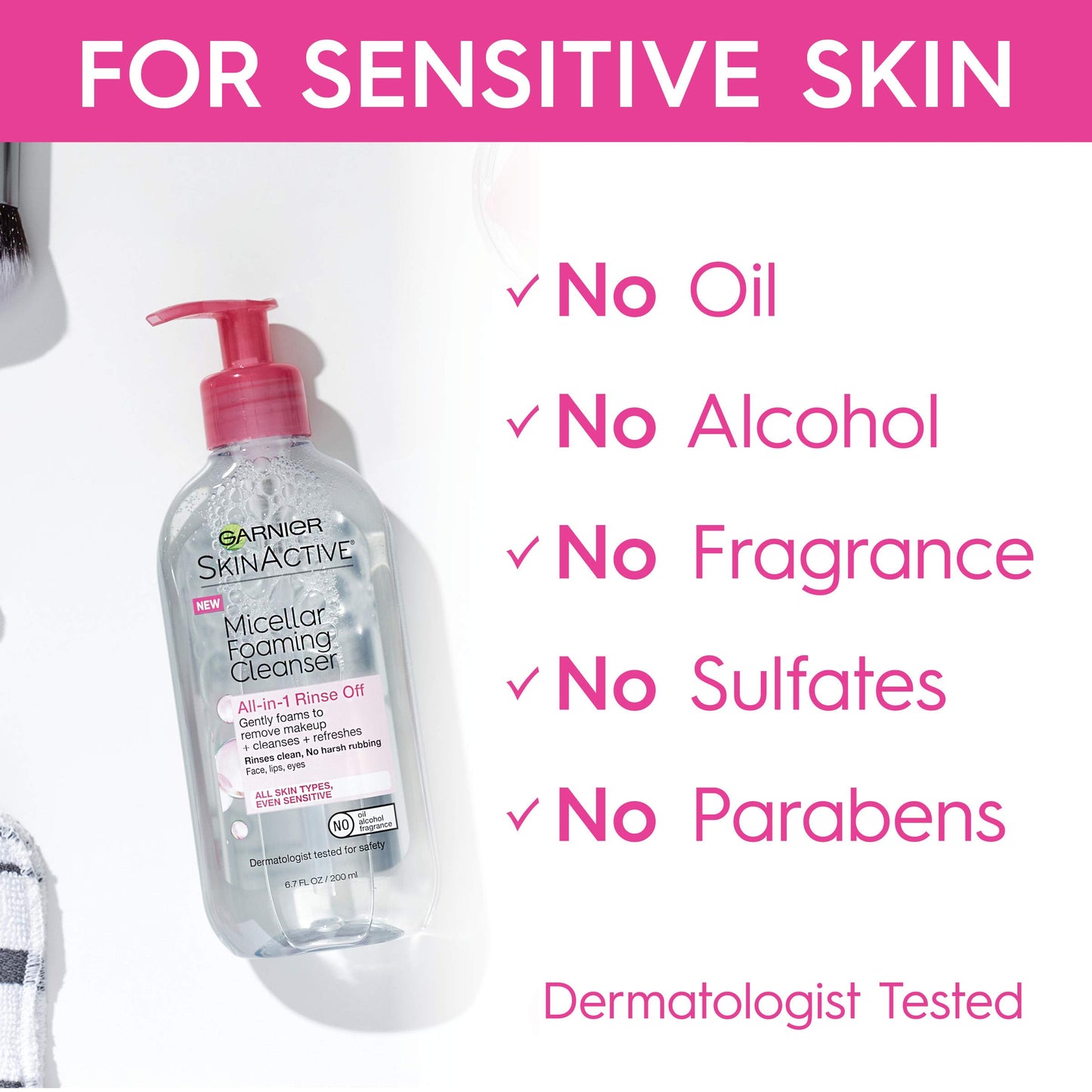 Garnier SkinActive Micellar Foaming Face Wash, 6.7 Fluid Ounce (Pack of 2)