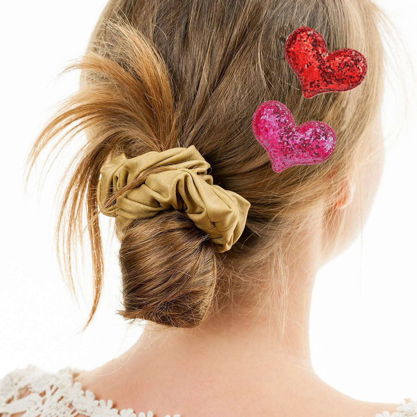 24 Pieces Valentine's Day Heart Hair Clips Heart Glitter Sequin Heart Hairpins for Girls Birthday Party Wedding Themed Party Hair Accessories