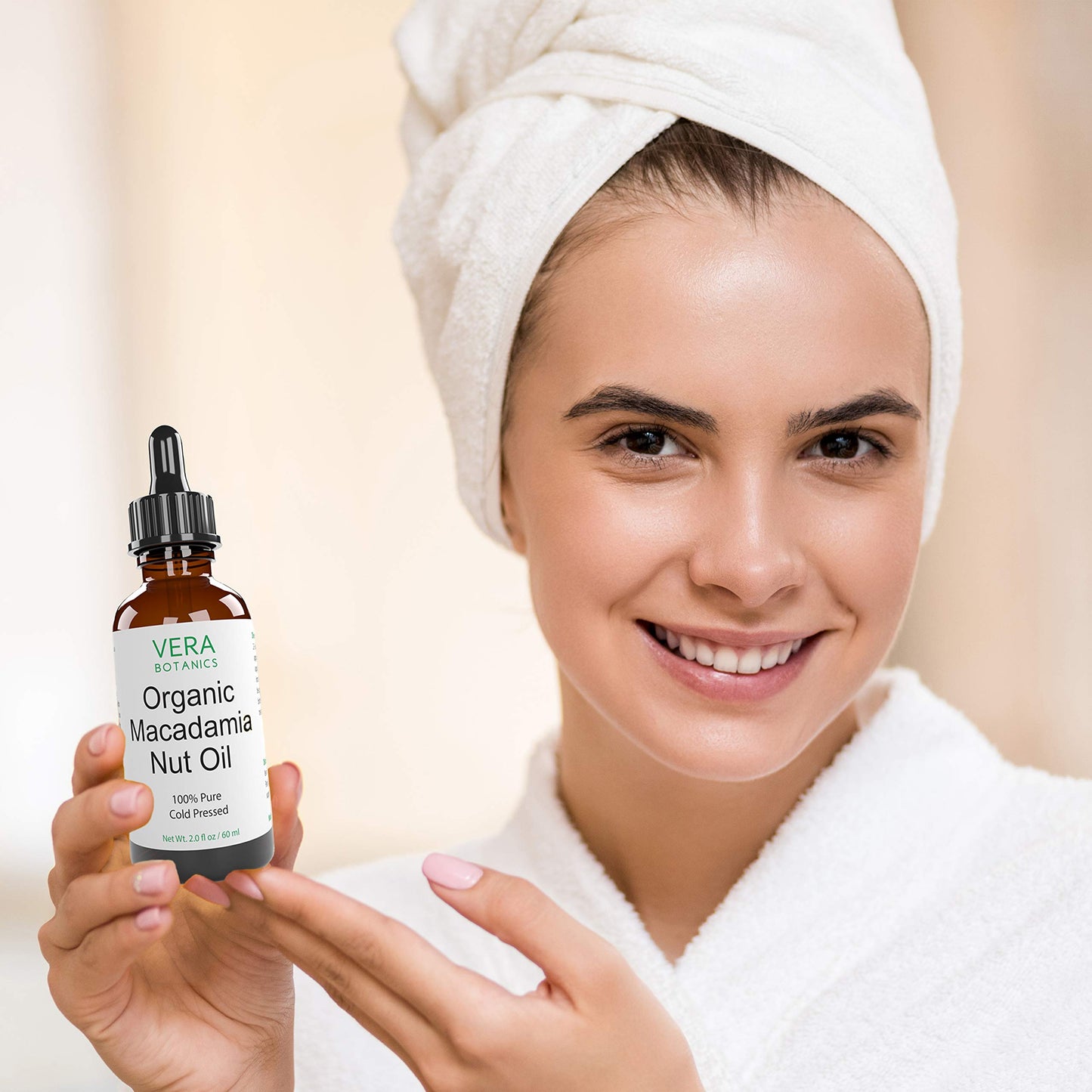 Vera Botanics ORGANIC MACADAMIA NUT OIL 100% Pure & Natural, Unrefined, Cold-Pressed For Face, Dry Skin, Nails, Lips, Body & Hair - Reduce Hair