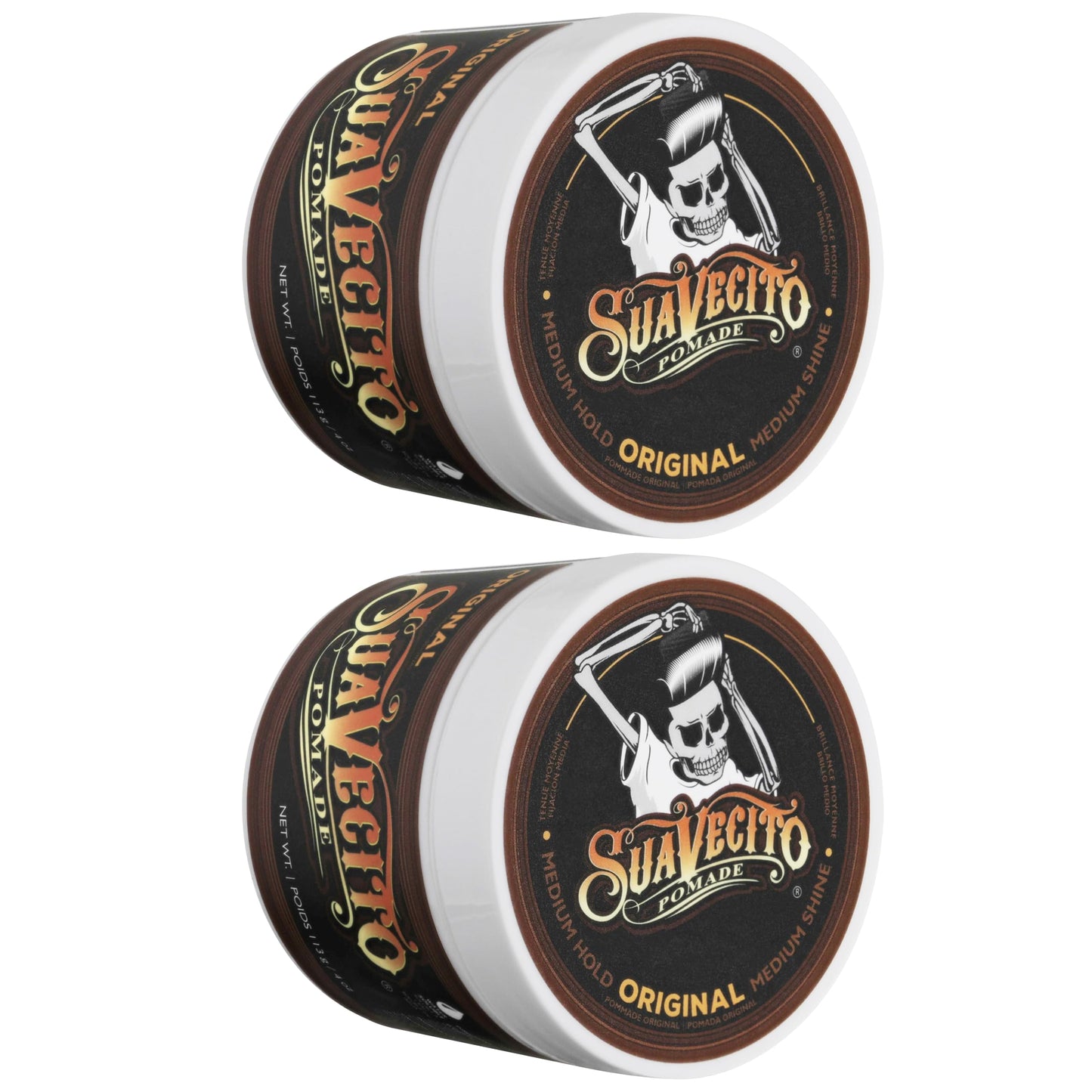 Suavecito Pomade Original All Day Hold for Hairstyles for Men, Medium Shine Water Based Wax Like Flake Free Gel, Easy To Wash Out, 8 Oz, Pack of 2