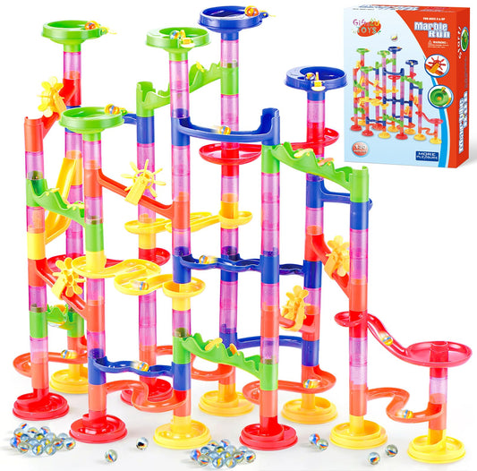 Gifts2U Marble Run Toy 130pcs – Educational Construction Maze Block Set with Glass Marbles for Kids & Fun Parent-Child Games