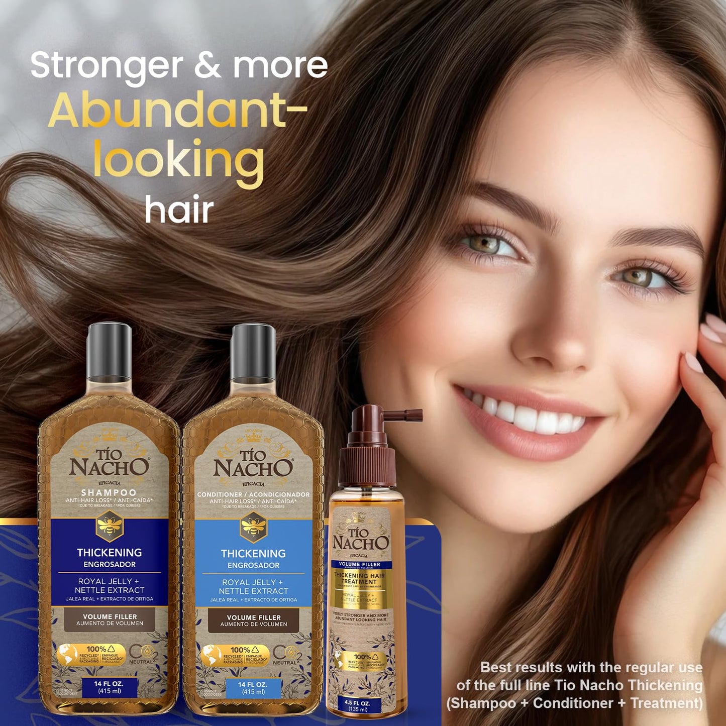 Tio Nacho Thickening Shampoo + Conditioner & Hair Treatment Set | Hair Loss Shampoo for Men & Women (14 fl oz) Volumizing Conditioner (14 fl oz)