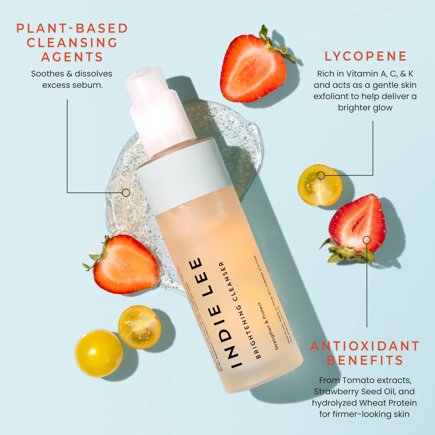 Indie Lee Brightening Facial Cleanser - Daily Hydrating Cleanser, Makeup Remover & Exfoliating Face Mask to Brighten, Firm & Protect Dry Skin - Clean