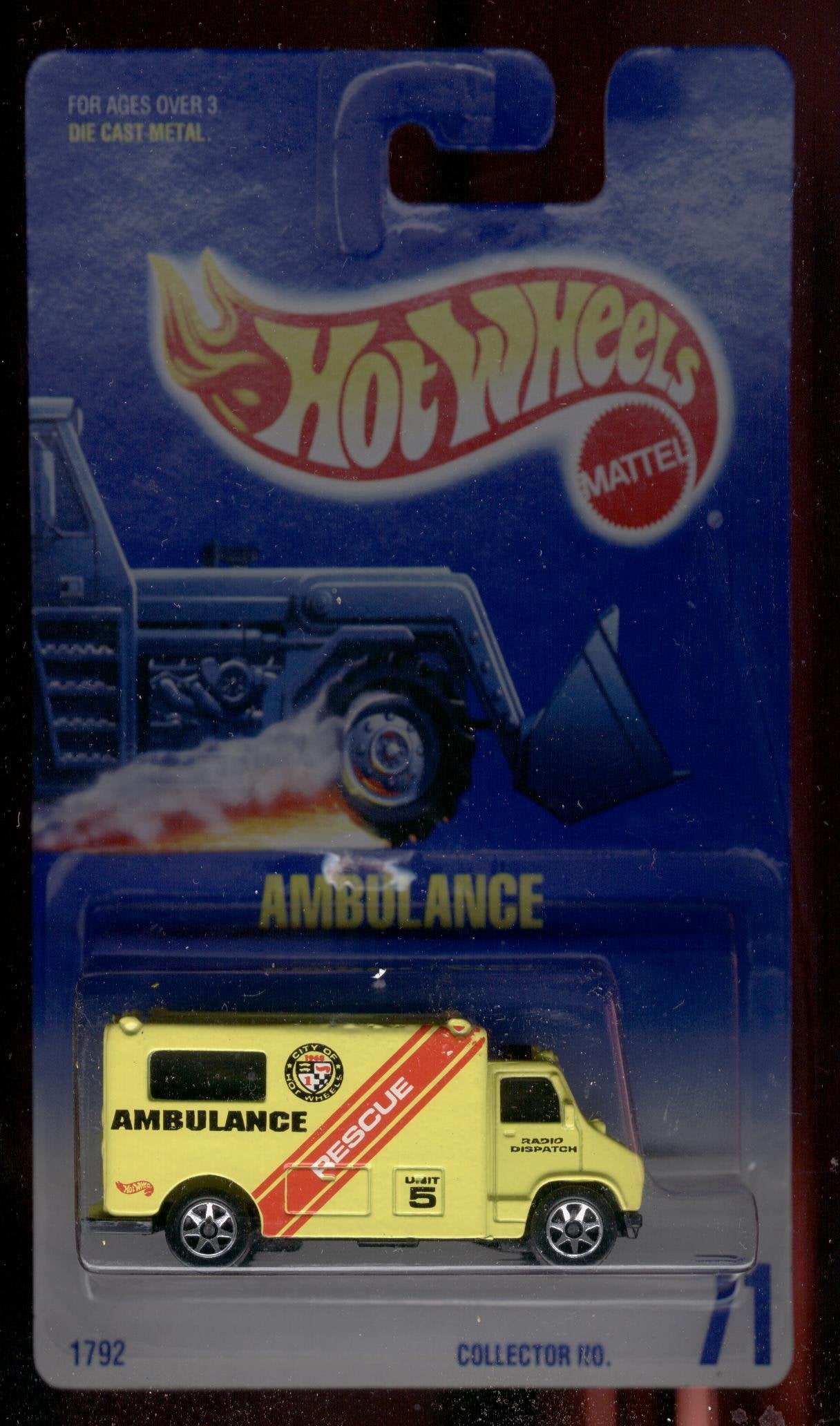 Hot Wheels 1991-71 Ambulance Blue Card 1:64 Scale