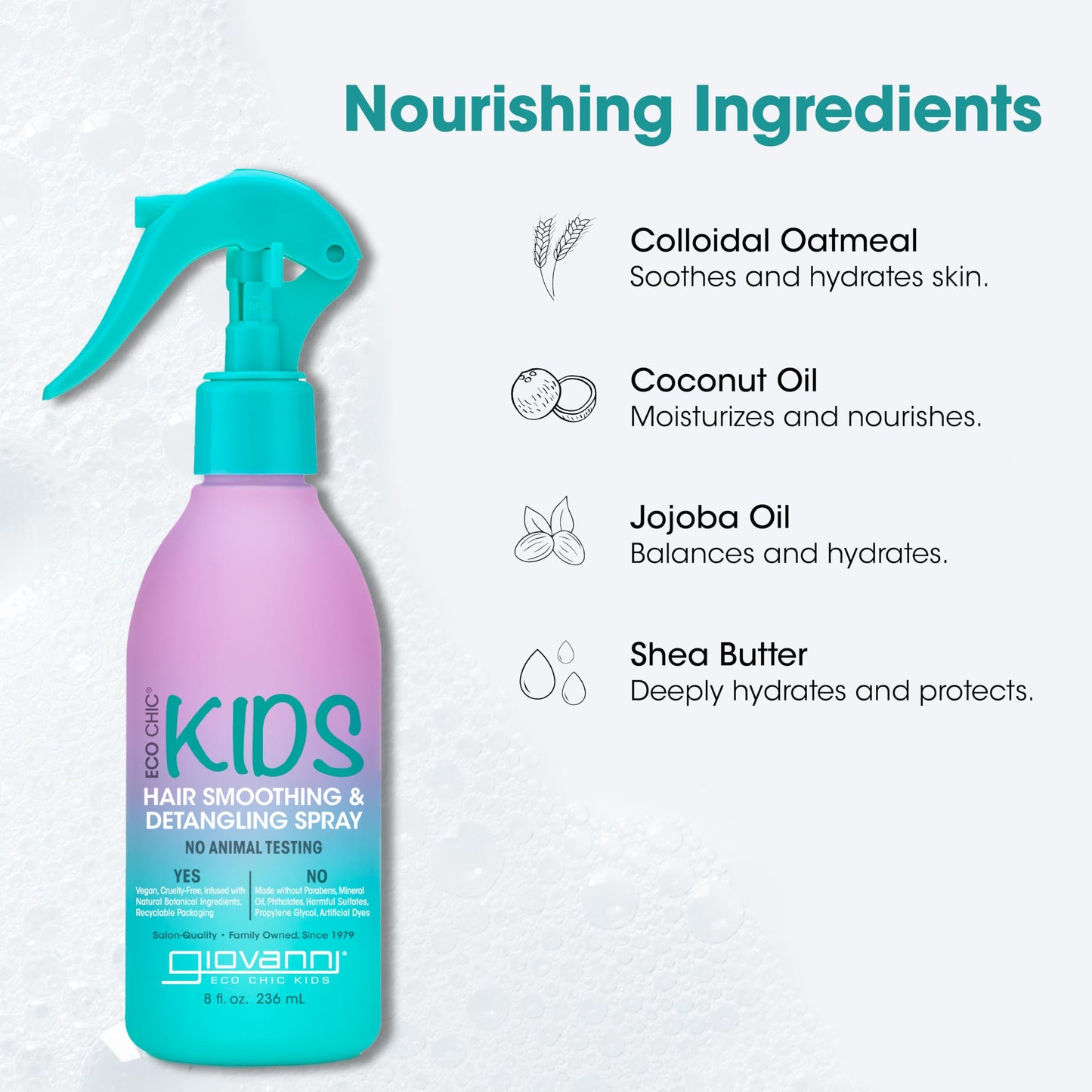 Eco Chic KIDs Hair Smoothing & Detangling Spray - Detangler Spray For Kids, Kids Detangler Spray, Hair Detangler Spray For Kids, Salon Quality