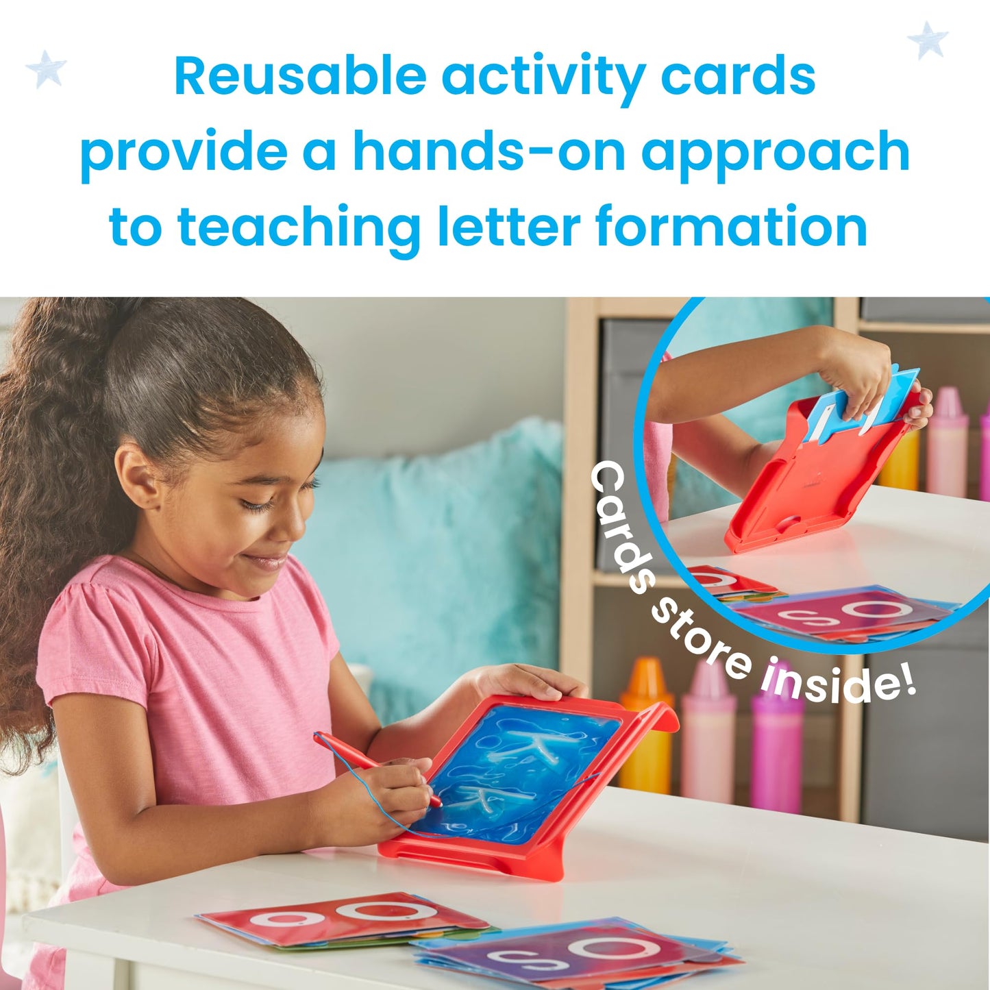 hand2mind Letter Tracing Sensory Pad – Reusable Handwriting Practice Board for Kids Ages 3-5, Montessori Alphabet Preschool Learning Toy