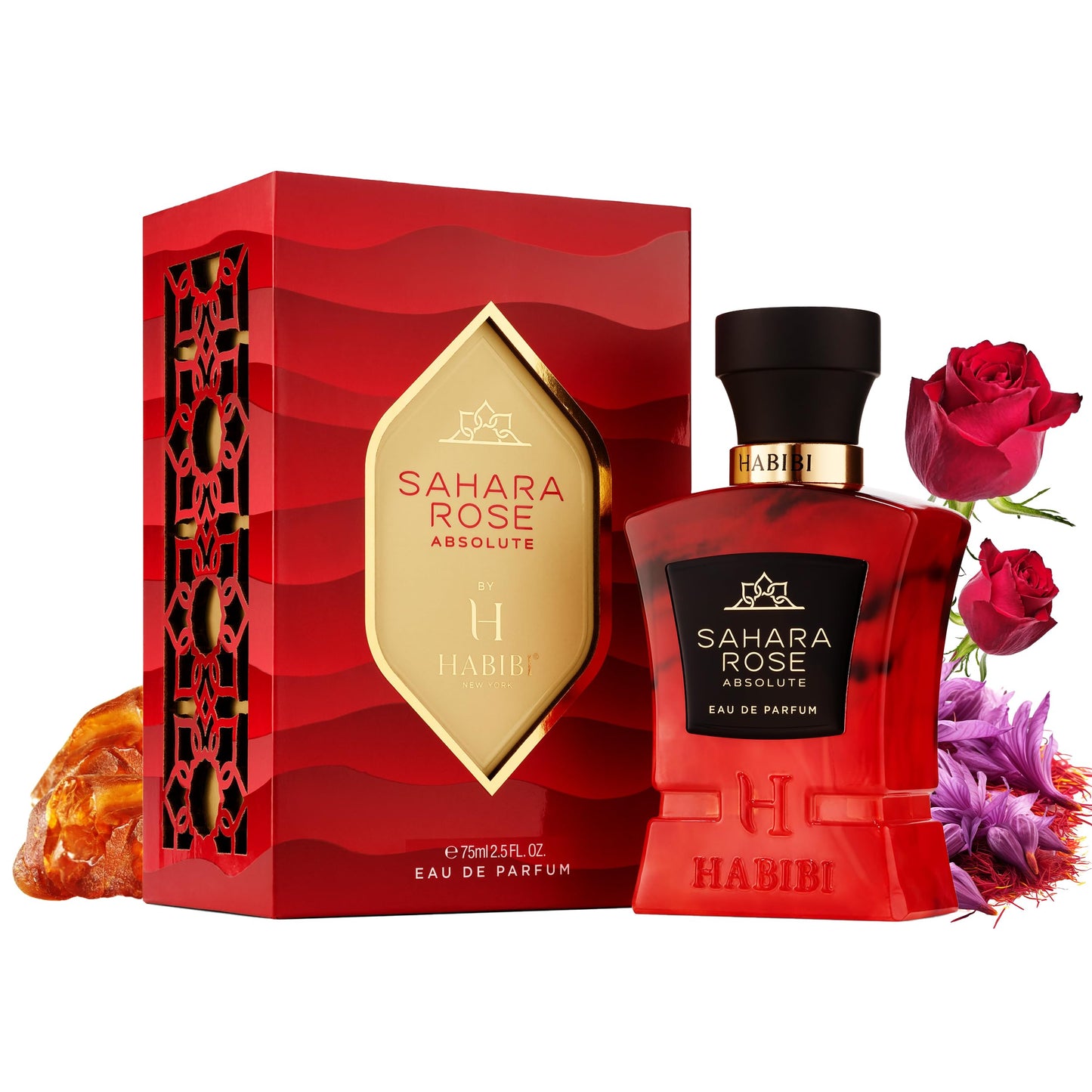 H HABIBI Sahara Rose Perfume for Men - 2.5 oz (75ML) Long Lasting Arabian Cologne, Floral Amber Woody Men Perfume, Luxury Fragrance Gift for Special