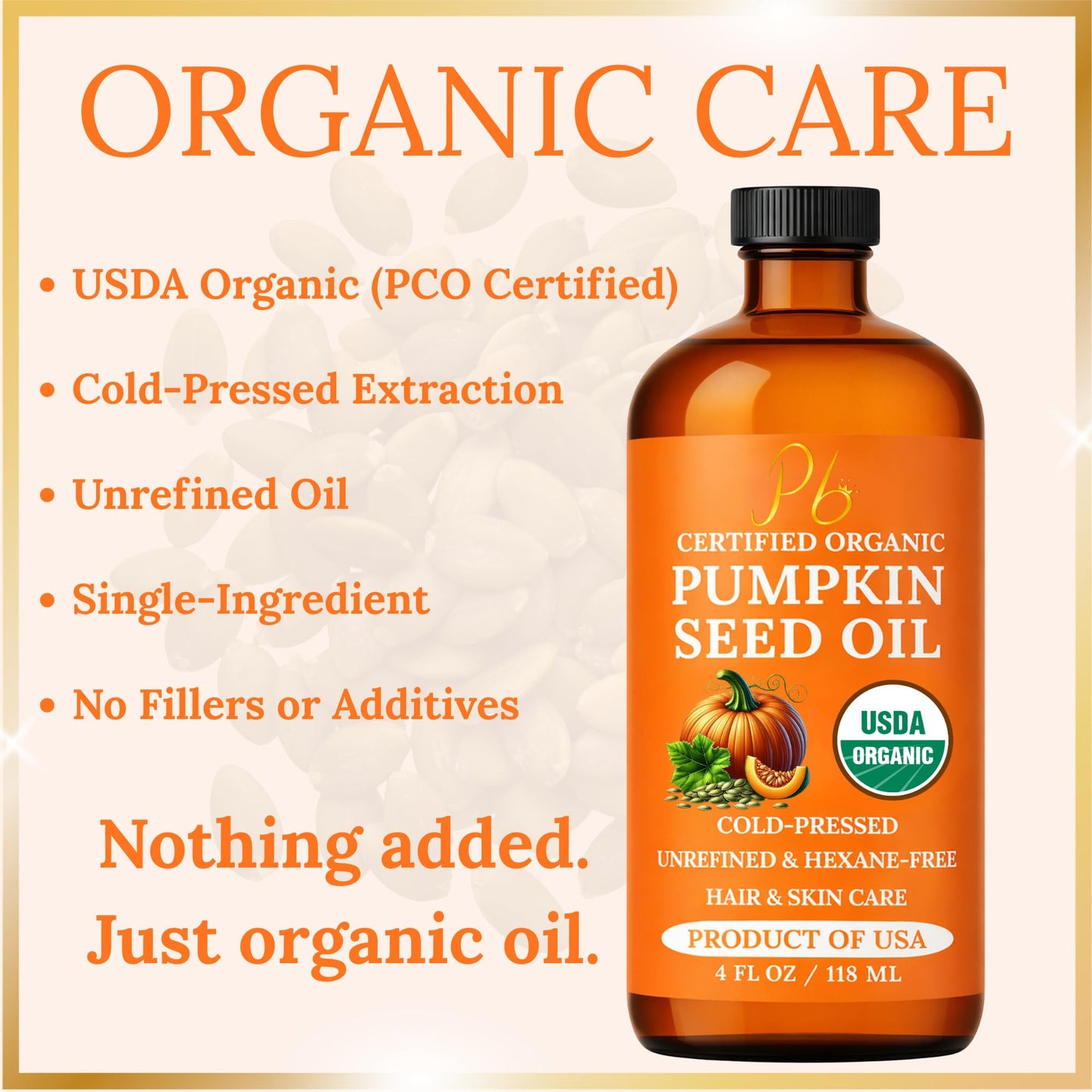 Pumpkin Seed Oil - USDA Organic, Cold-Pressed & 100% Pure, Unrefined, Pumpkin Oil for Hair Growth, Dry Skin & Face - Natural Anti-Aging Moisturizer Beauty and Personal Care Pomberries