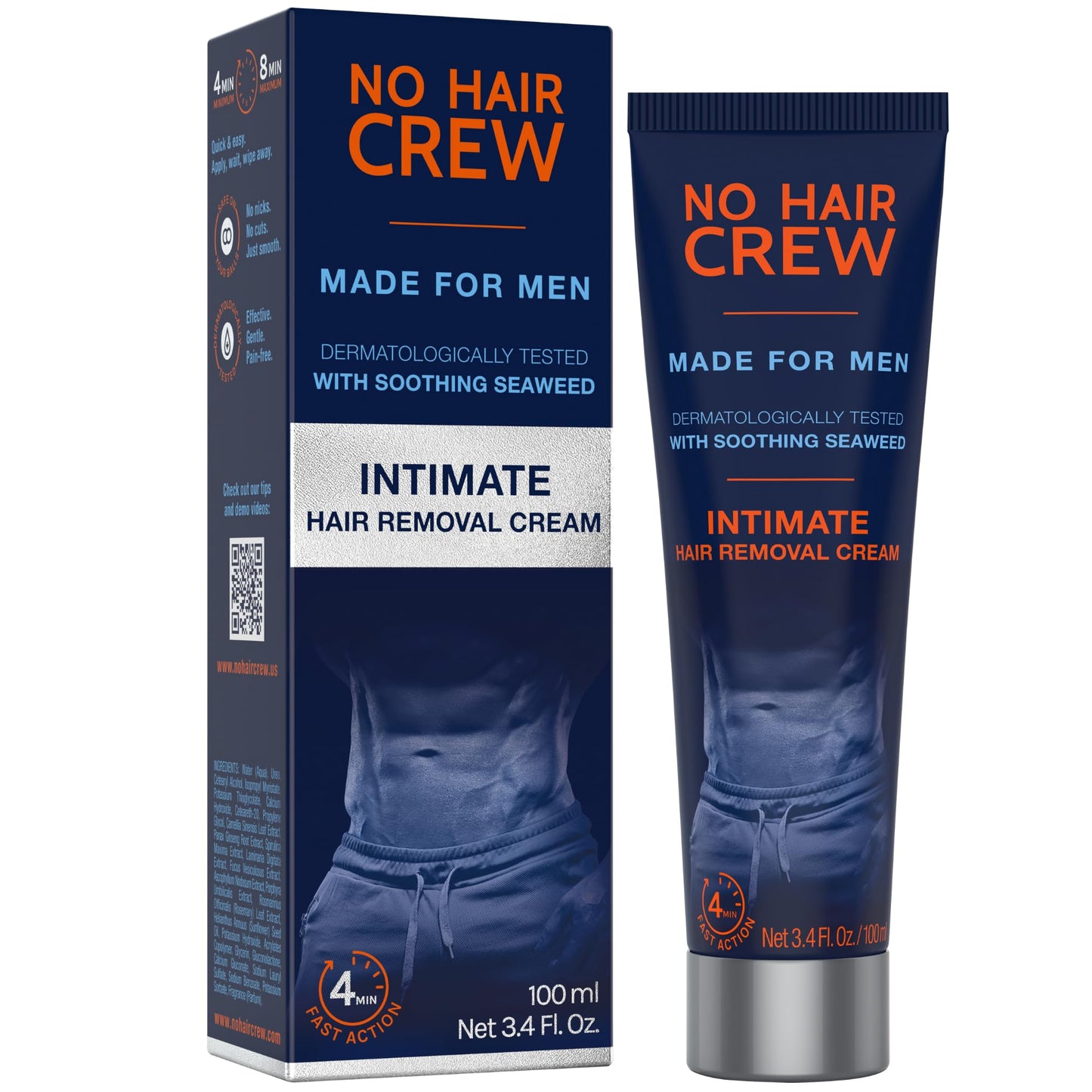 No Hair Crew Intimate/Private At Home Hair Removal Cream for Men - Painless, Flawless, Soothing Depilatory for Unwanted Coarse Male Body Hair, 100ml Beauty and Personal Care NO HAIR CREW Default Title