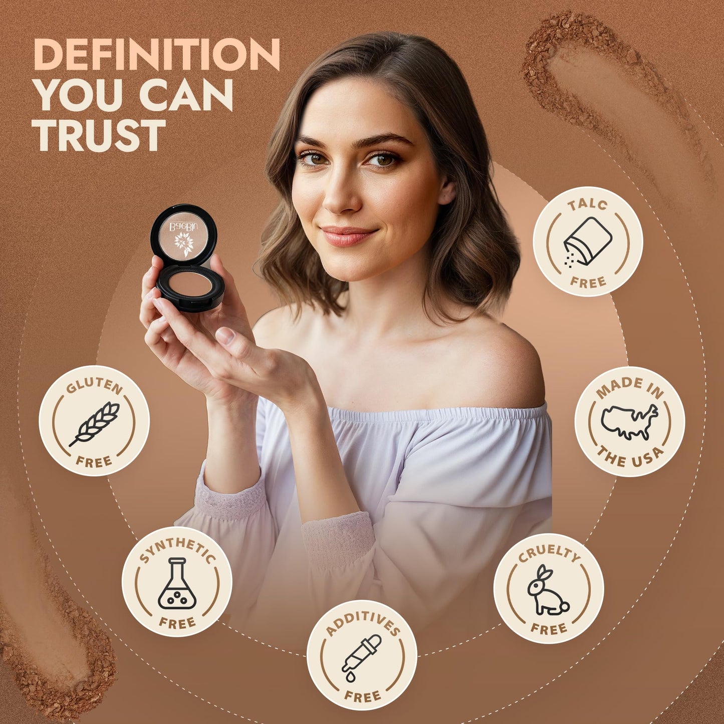 Organic Eyebrow Powder - Vegan Brow Tint for Shaping, Filling & Defining, 100% Natural - Smudge-Proof & Long-Lasting Conditioning - Cruelty-Free