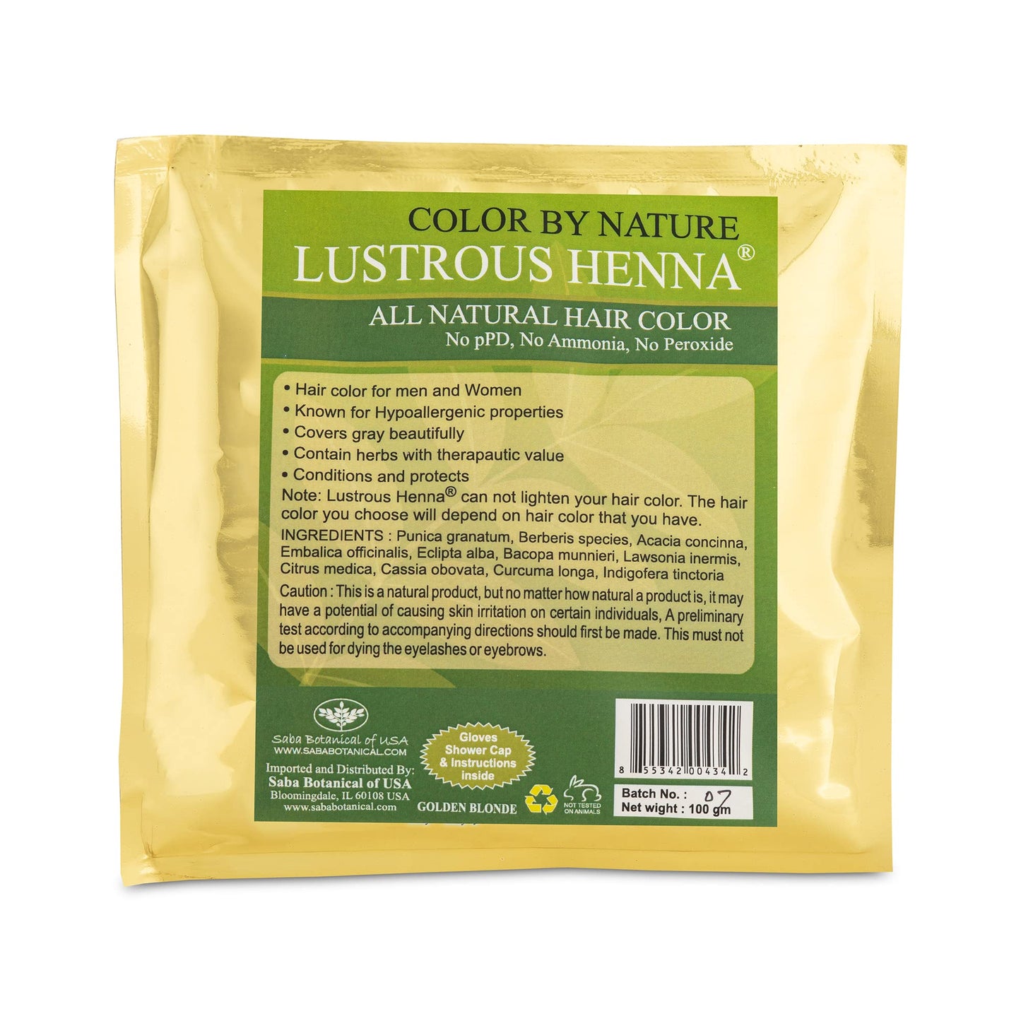 All Natural Lustrous Henna Blonde 100 grams
