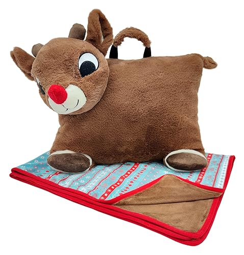 Animal Adventure®| Rudolph The Red-Nosed Reindeer®|Rudolph| Character Cuddle Combos™| 2-in-1 Stow-n-Throw Cuddle Bud with Carrying Handle & Zipper…