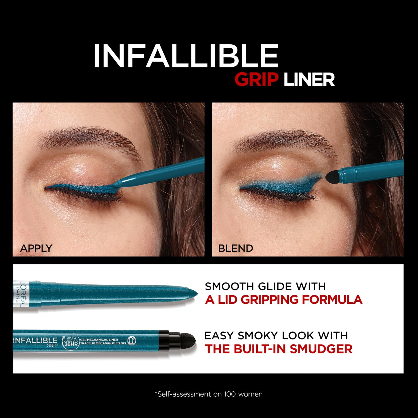 L'Oreal Paris Infallible Grip Mechanical Gel Eyeliner Pencil, Smudge-Resistant, Waterproof Eye Makeup with Up to 36HR Wear, Turquoise, 0.01 Oz Beauty and Personal Care L'Oreal Paris
