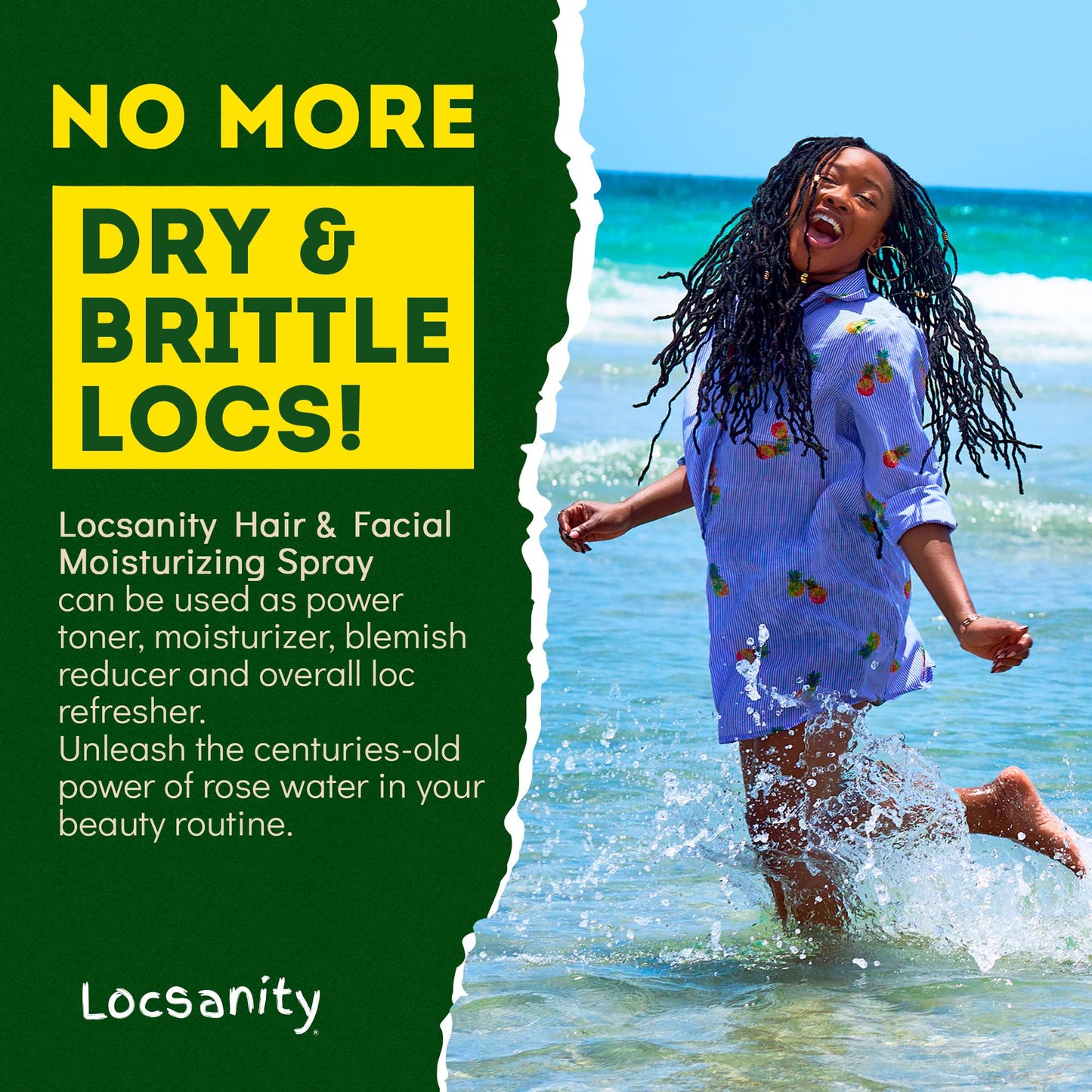 Locsanity Pure Rosewater Hair and Facial Spray - Regular Size Hydrating Face Mist to Soothe, Refresh, and Rejuvenate Skin, Reduce Oil and Buildup