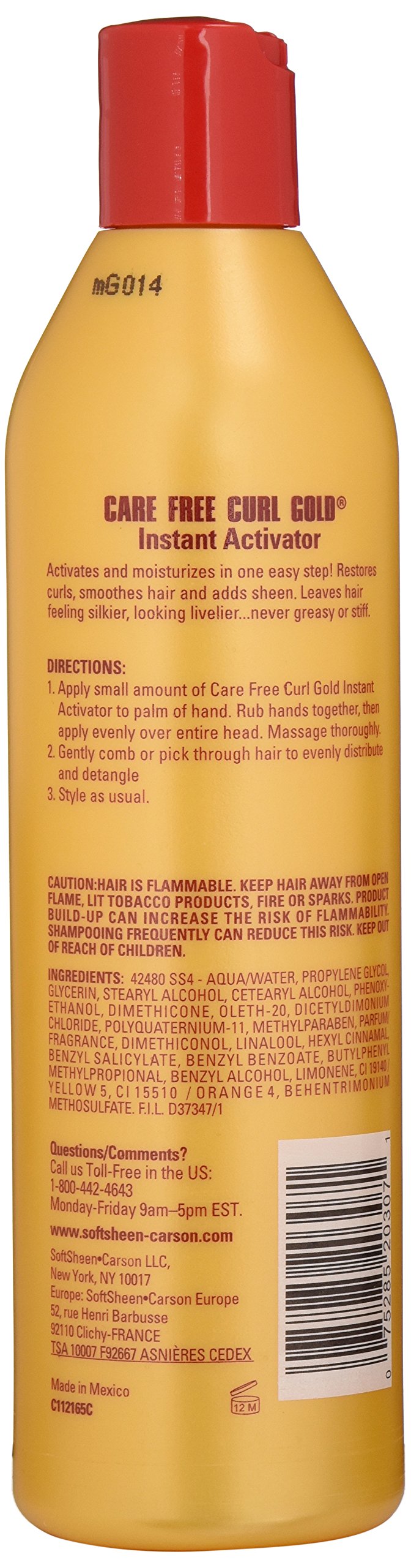 SoftSheen-Carson Care Free Curl Gold Instant Activator, for Natural and Curly Hair, Softens and Hydrates, Moisturizes Hair and Great for Easy Combing, 16 fl oz