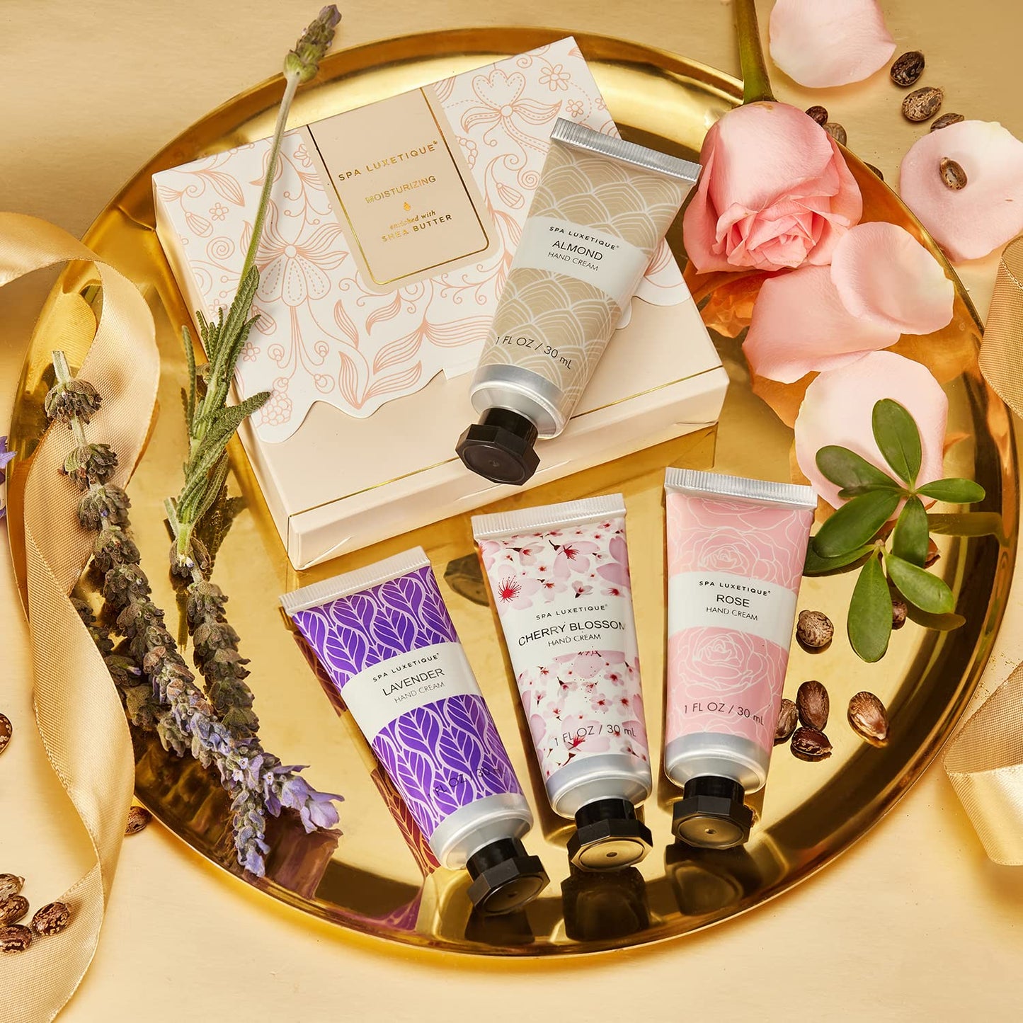 spa luxetique Hand Cream Set Pack of 4 Hand Lotion Christmas Gift Set Enriched with Shea Butter and Glycerin for Dry Hands, Hydrating&Moisturing