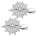 Crystal Hair Clips Large Sparkle Rhinestone Flower Design Alligator Metal Clip Non-Slip Floral Duckbill Hairpins Bling French Fancy Hair Barrettes