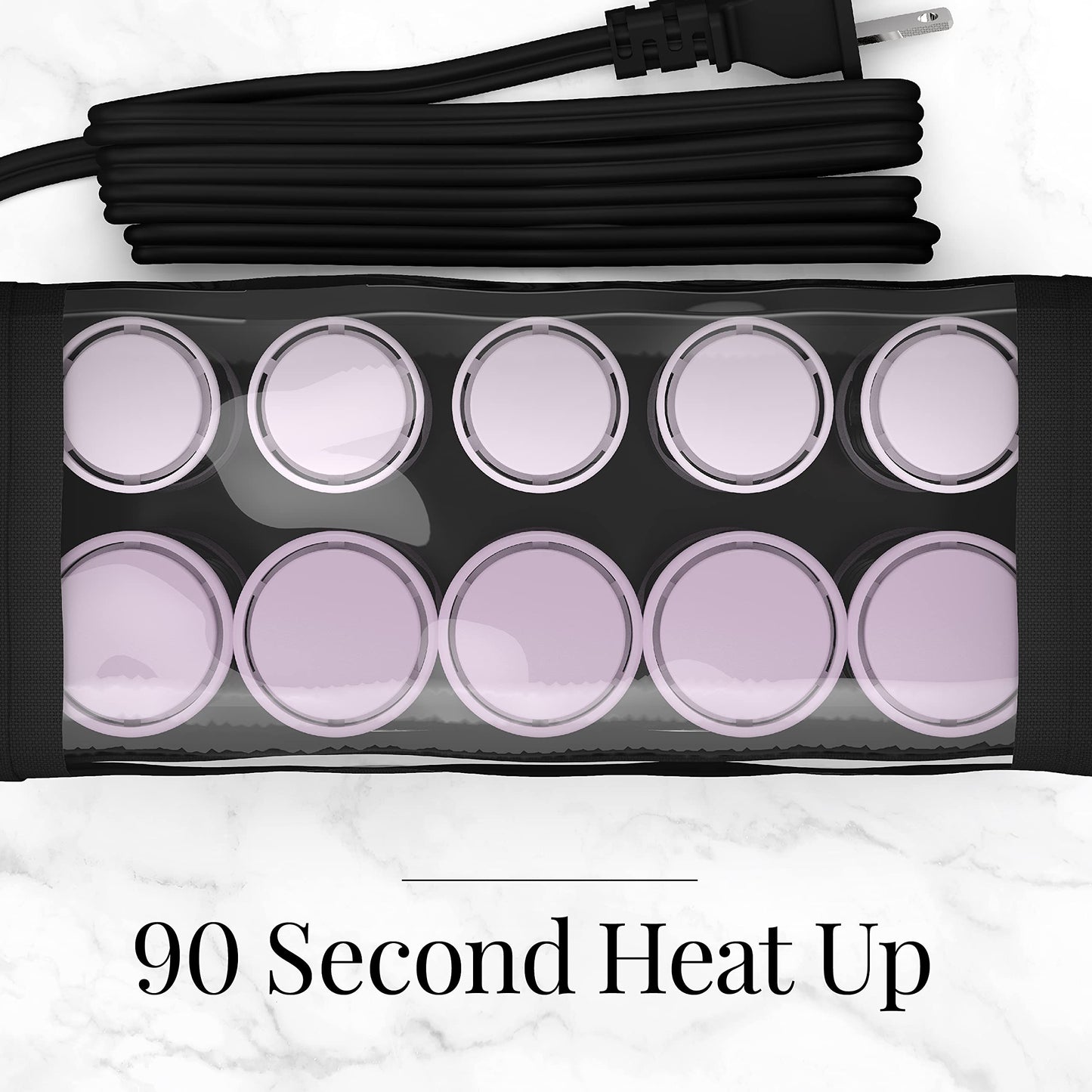 Remington Compact Ceramic Dual Voltage Hot Rollers for Long and Short Hair, Hair Setters, Hair Curlers, 1-1 ¼" Purple/Black, 10 Piece Set