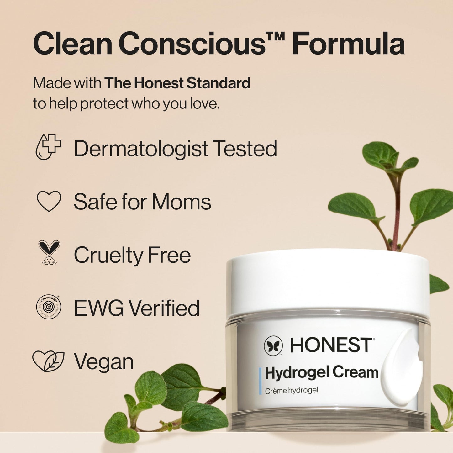 Honest Beauty Hydrogel Cream with Hyaluronic Acid | Lightweight, Moisturizing Water Cream | Gentle for Sensitive Skin, Fragrance Free, Vegan