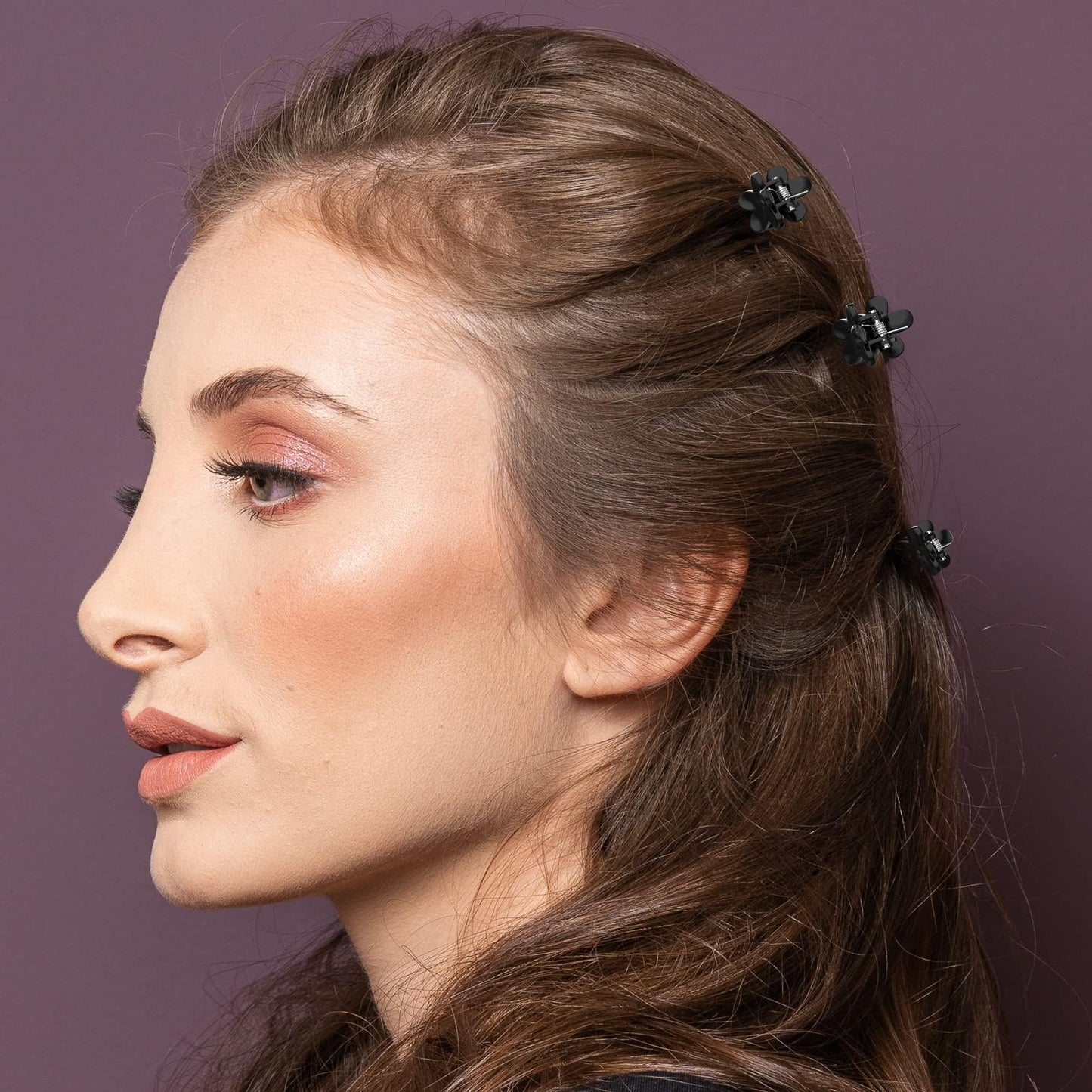 ADRIONE Mini Flower Hair Clips Pack for Women - 100 Creaseless Styling Claw Clips for Bangs and Tiny Hair Styling