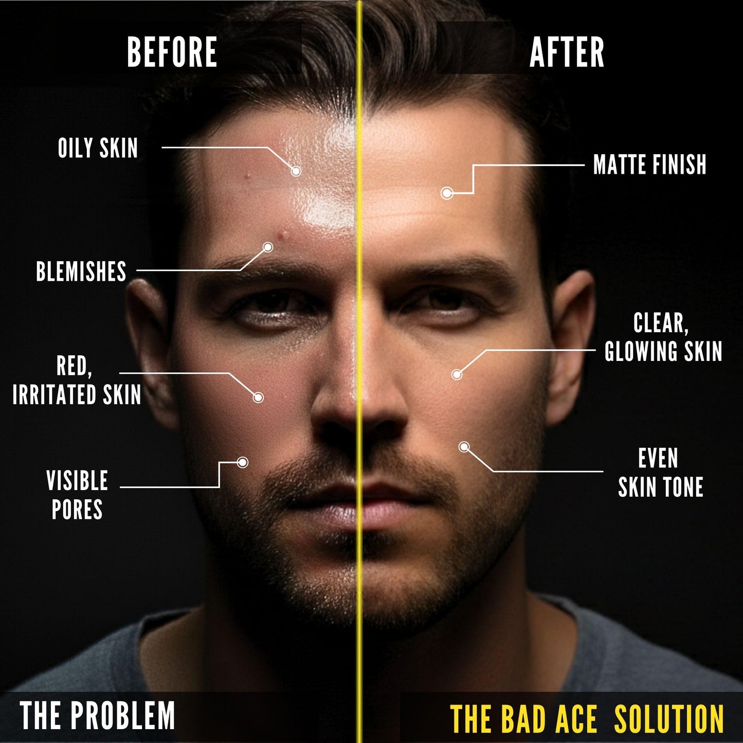 BAD ACE Daily Men's Face Moisturizer for Oily Skin, Premium Korean Skin Care Hydrating Facial Cream, Charcoal Face Lotion with Natural Extracts, Men’s