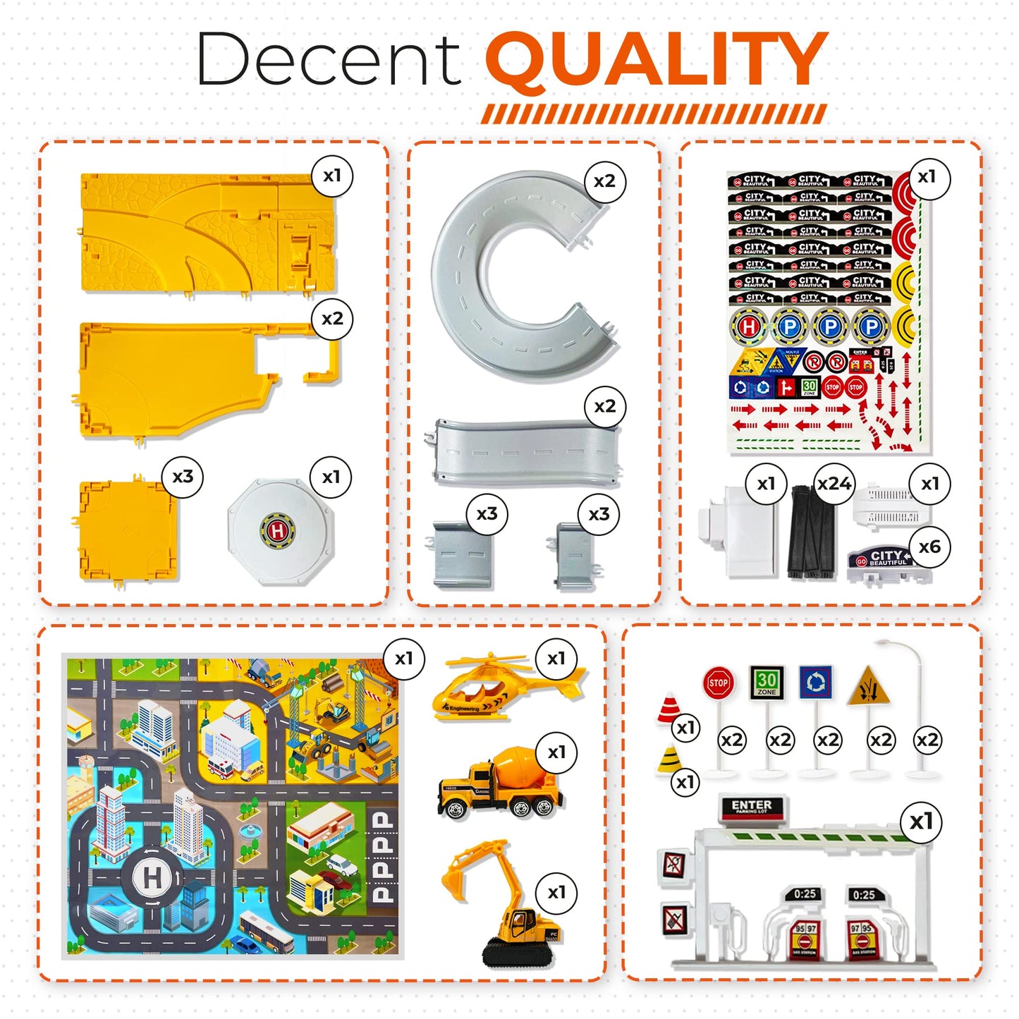 Toysical Construction Playset – Parking Garage with Vehicles, Helicopter, Figures, Road Setup & Floor Map – Construction Toys for Boys & Girls Ages 4-6