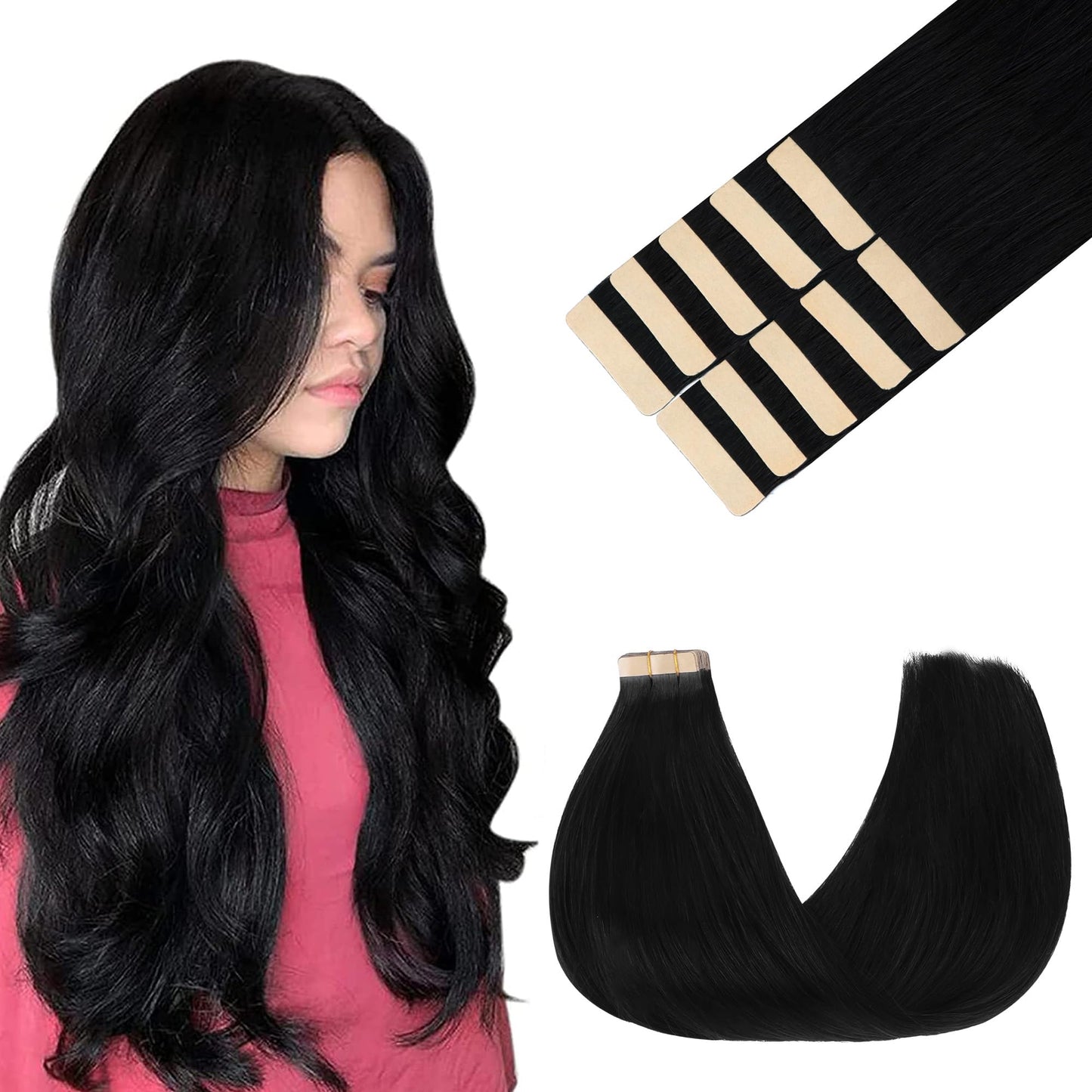 GOO GOO Tape in Hair Extensions Human Hair, 1C Mocha Brown, 16inch 25g 10pcs, Skin Weft Seamless Invisible, Silky Straight with Thick Ends, Remy Human Beauty and Personal Care GOO GOO Default Title