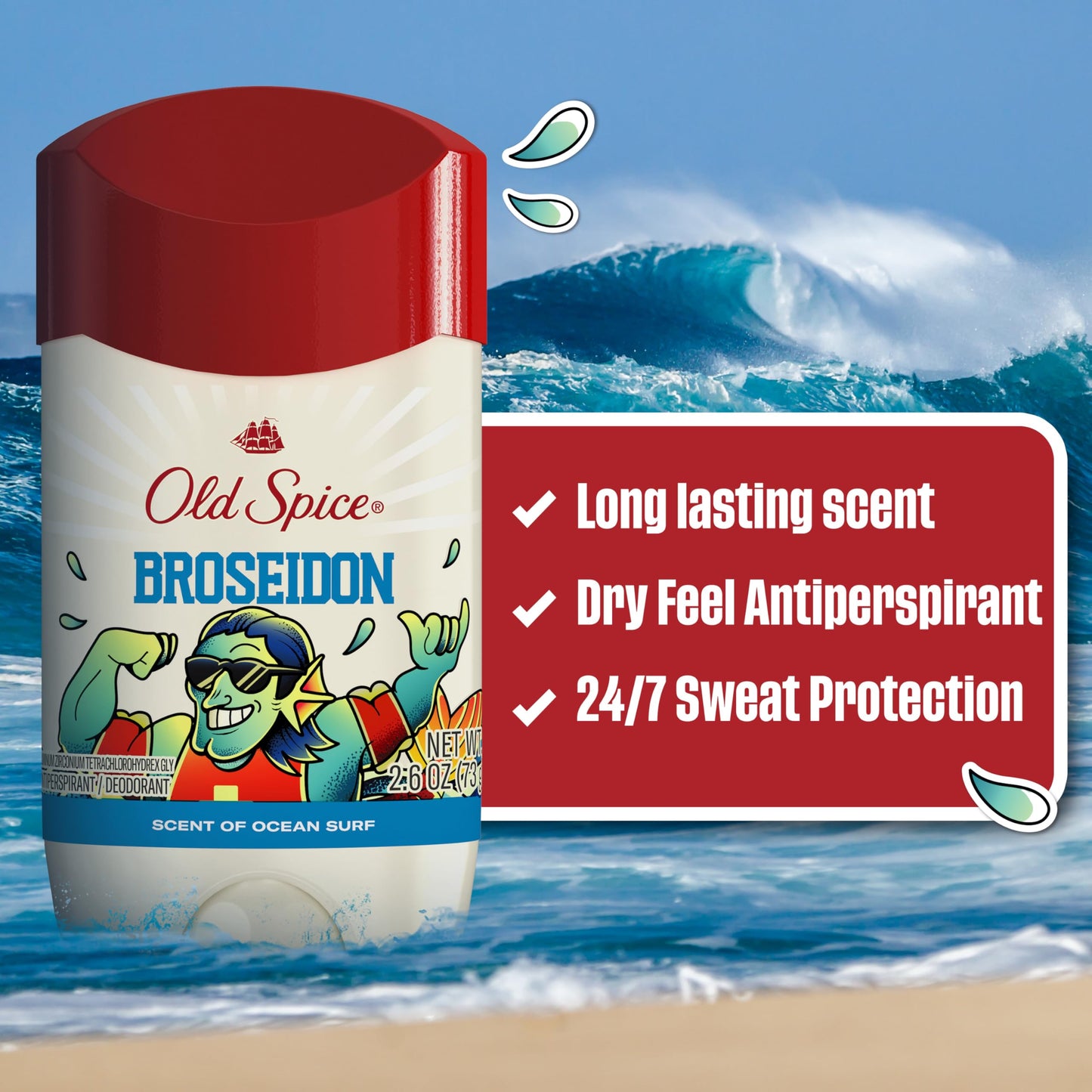 Old Spice Dry Feel Antiperspirant Deodorant for Men, Summerdudes, 24/7 Sweat & Odor Protection, 24/7 Sunny Freshness & Long Lasting Scent, Invisible Beauty and Personal Care Old Spice