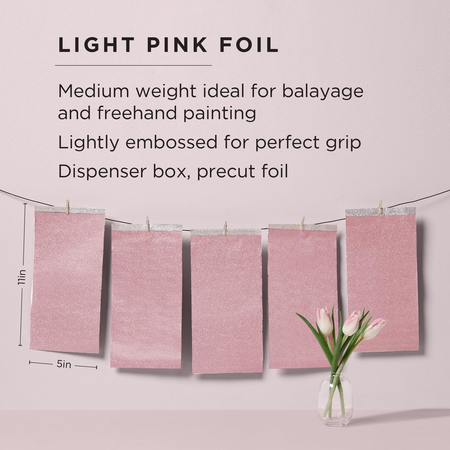 Fromm Pop Up Hair Foils, Light Pink Foils, Cosmetology Supplies, Hairstylist Essentials, Lightweight, Ideal for Highlighting and Coloring, Precut, 5"