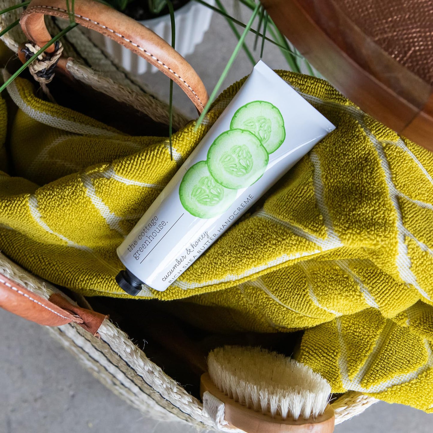 The Cottage Greenhouse Cucumber & Honey Handcreme, 4 oz, Hydrating & Moisturizing Hand Cream for Dry, Cracked Hands, Luxury Purse Essential Lotion