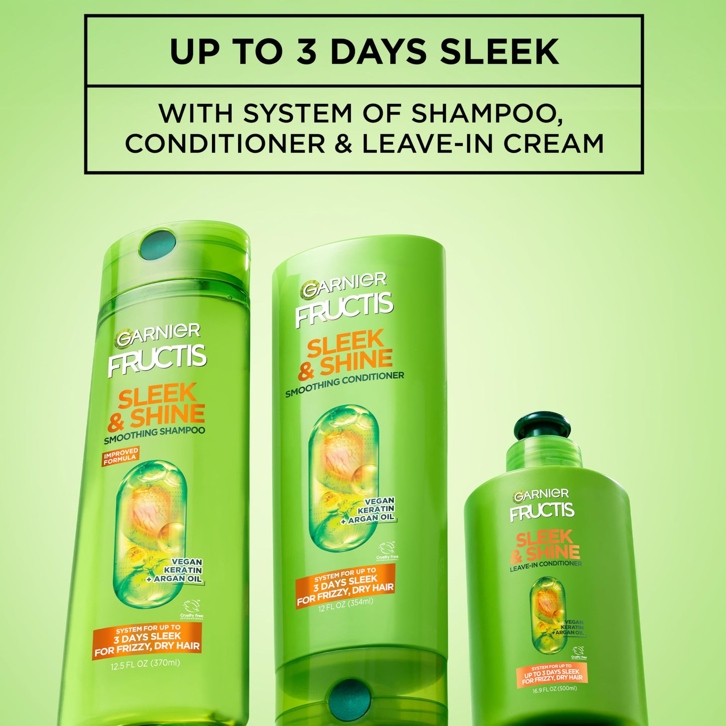Garnier Fructis Sleek & Shine Leave-In Conditioner Cream, Anti-Frizz Hair Treatment with Plant Keratin + Argan Oil, Controls Frizz and Provides Beauty and Personal Care Garnier
