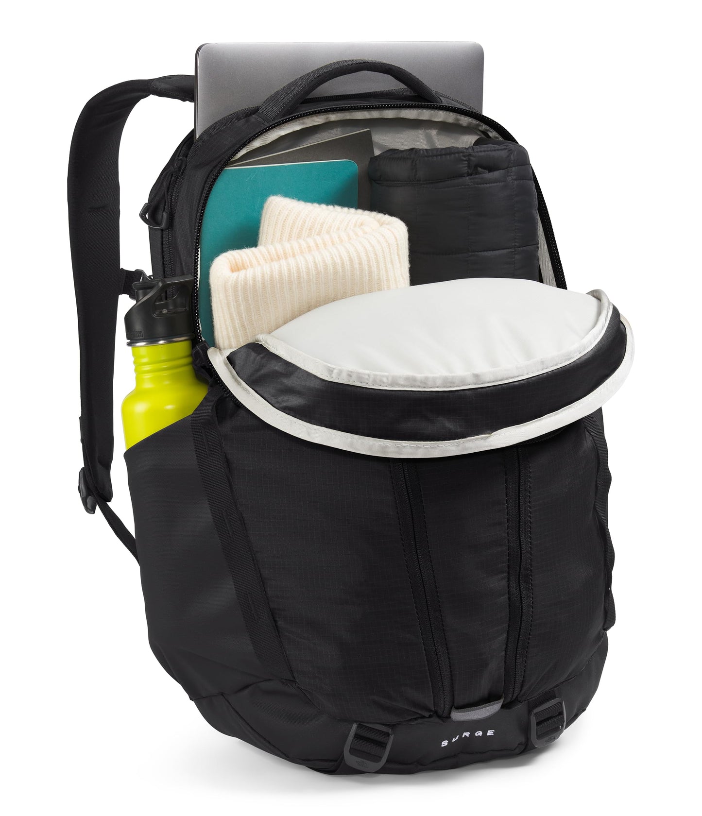 The North Face Surge Commuter Laptop Backpack - Daypack, Water Repellent, 16" Laptop Sleeve, Reflective Details, TNF Black/TNF Black-NPF, One Size