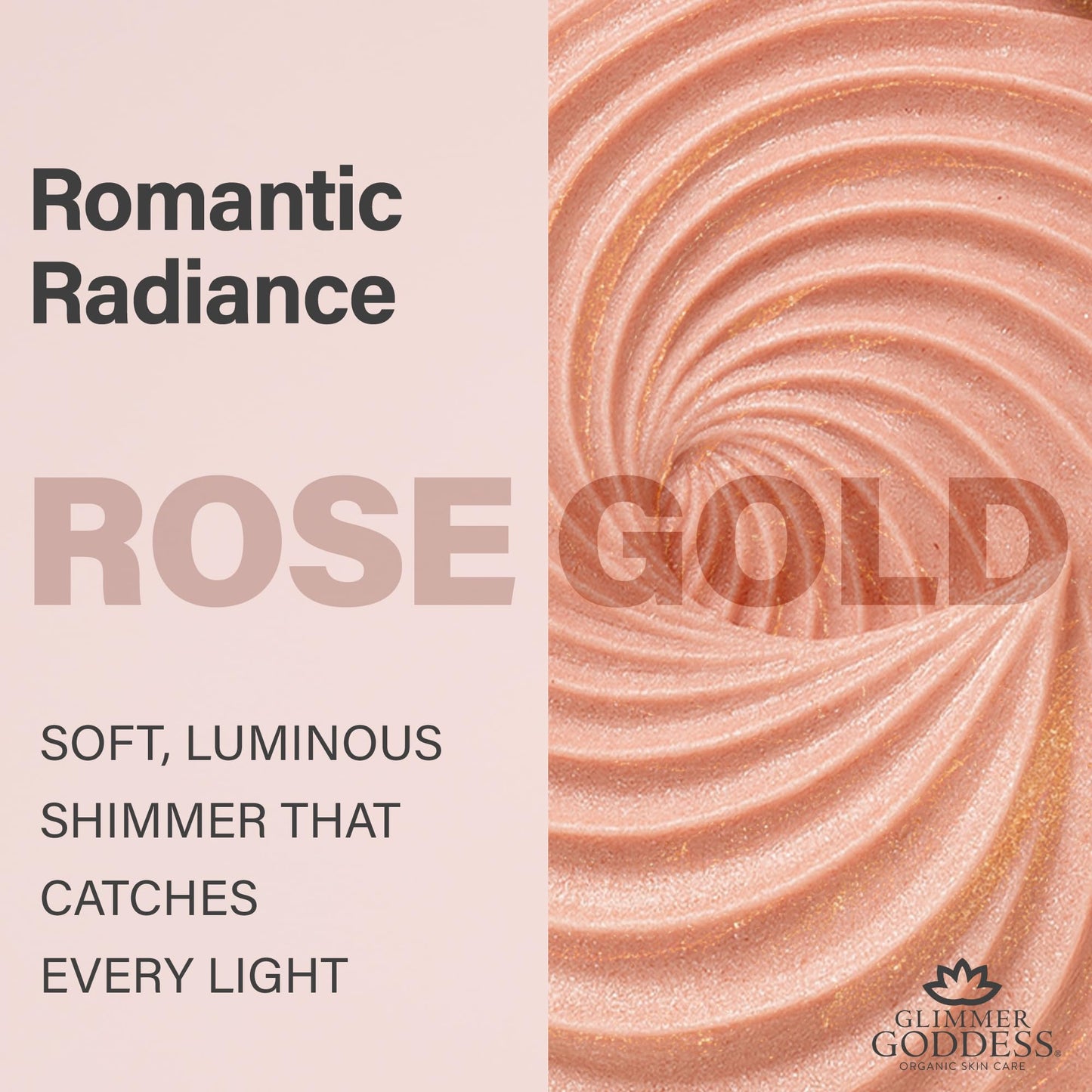 Glimmer Goddess Shimmer Body Butter with Organic Whipped Shea Butter for Hydration, Moisturizing & Silky Natural Glow - Rose Gold Super, 2 oz
