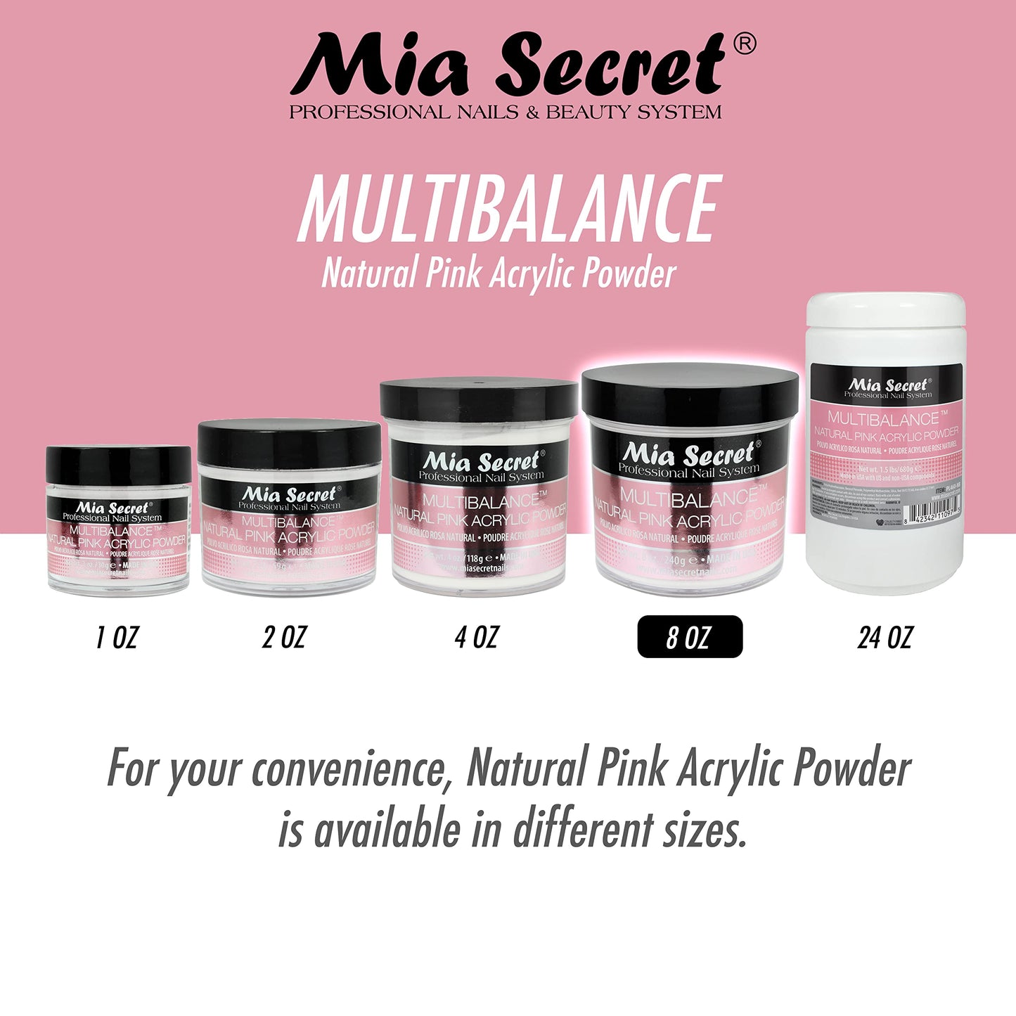 Mia Secret Multibalance Natural Pink Acrylic Nail Powder 8oz
