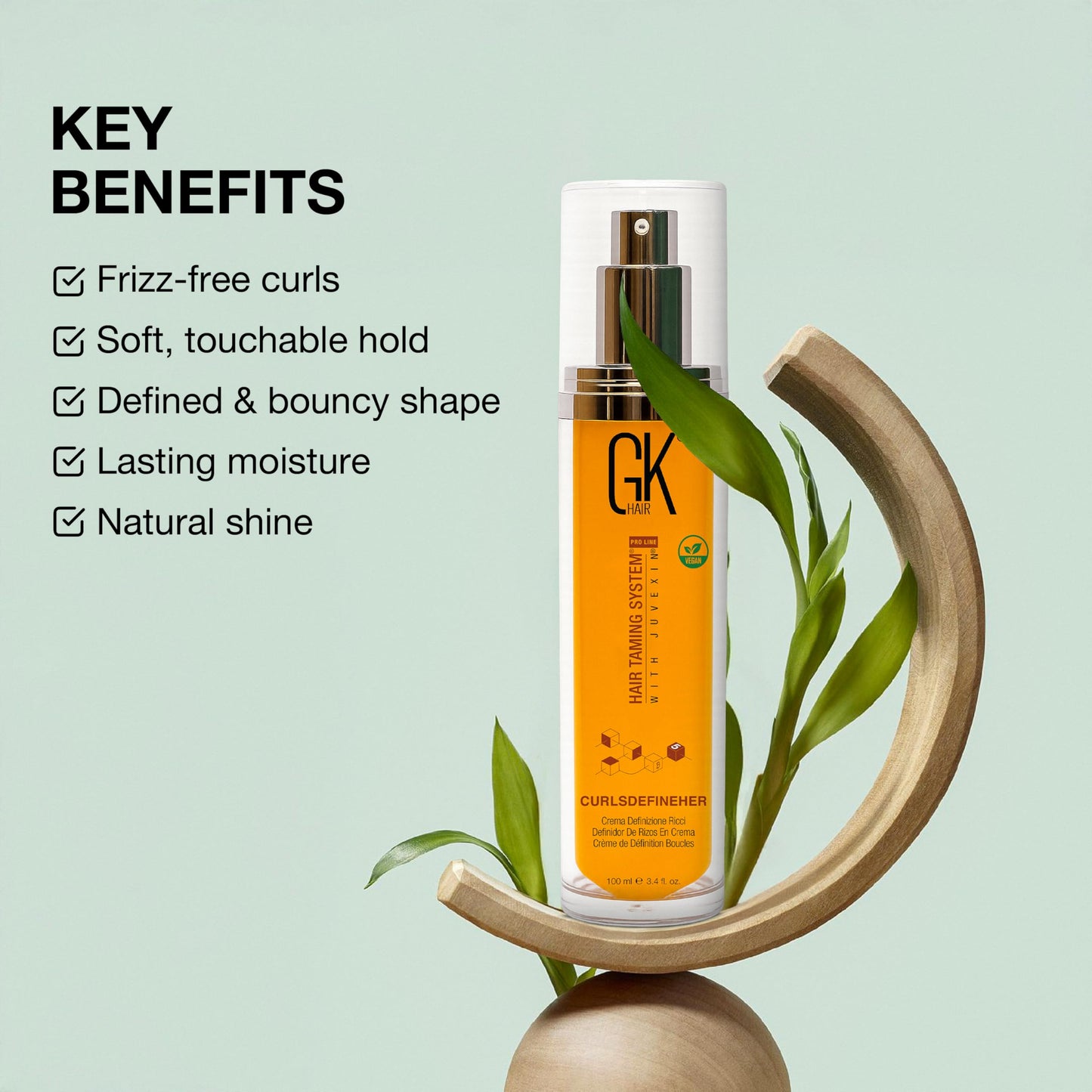 GK HAIR Global Keratin CurlsDefineHer (3.4 Fl Oz/100ml) Curl Defining Cream Curl Activator/Moisturizing Cream, Frizz Control for Natural Hair (3.4 fl