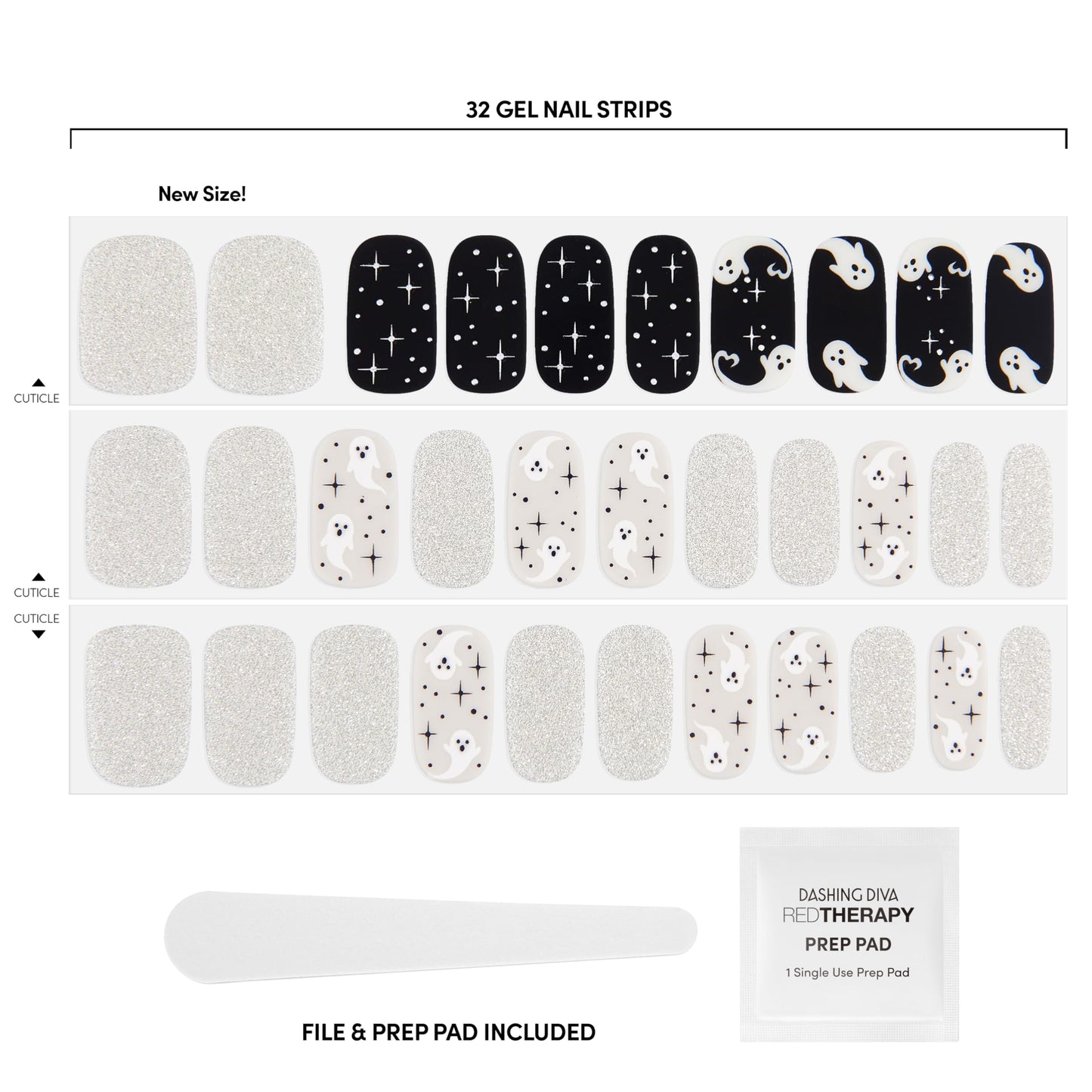 Dashing Diva Gloss Nail Strips - Ghostly Touch | UV Free, Chip Resistant, Long Lasting Gel Stickers | 32 Wraps, 1 Prep Pad, 1 File Beauty & Personal Care Dashing Diva