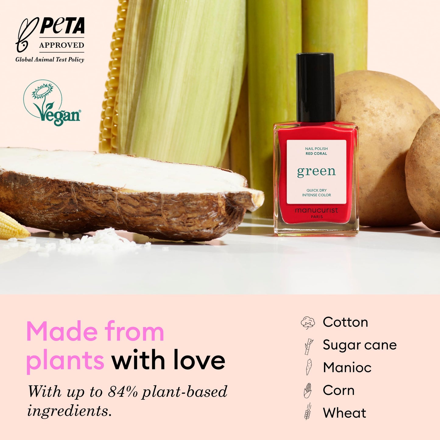 Manucurist Green Quick Dry Nail Polish Bois de Rose - Dusty Pink Nail Polish - 9-Free, Plant-Based and Vegan - Non Toxic - Natural Classic - Nails Beauty and Personal Care Manucurist