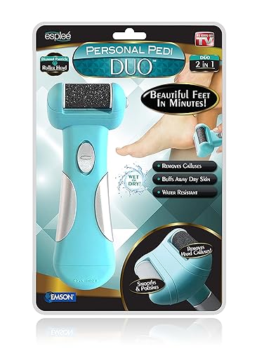Personal Pedi Duo by Esplee- Powerful Electric Foot File and Callus Remover with Diamond Particles For Dry, Cracked, Dead Skin on your Heels and Feet.