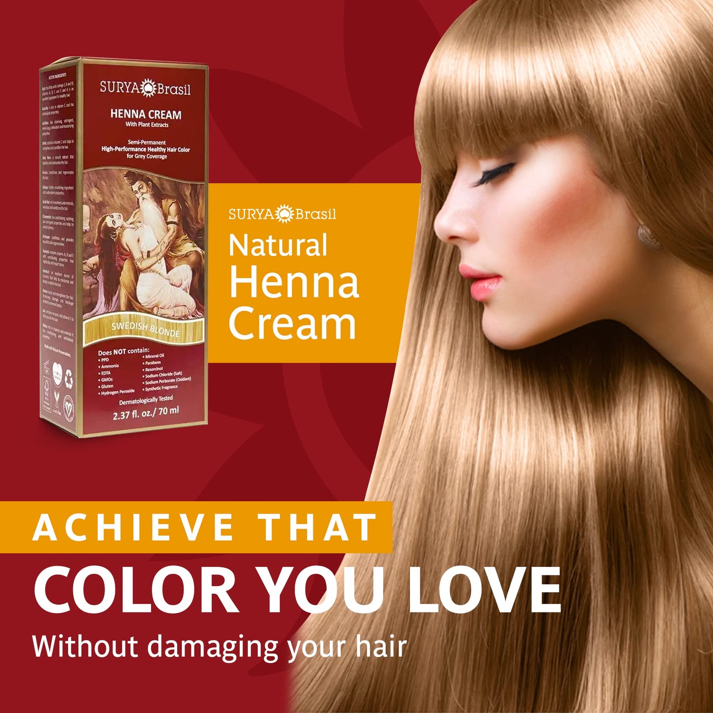 Surya Brasil Products Henna Cream, Swedish Blonde, 2.37 Fluid Ounce