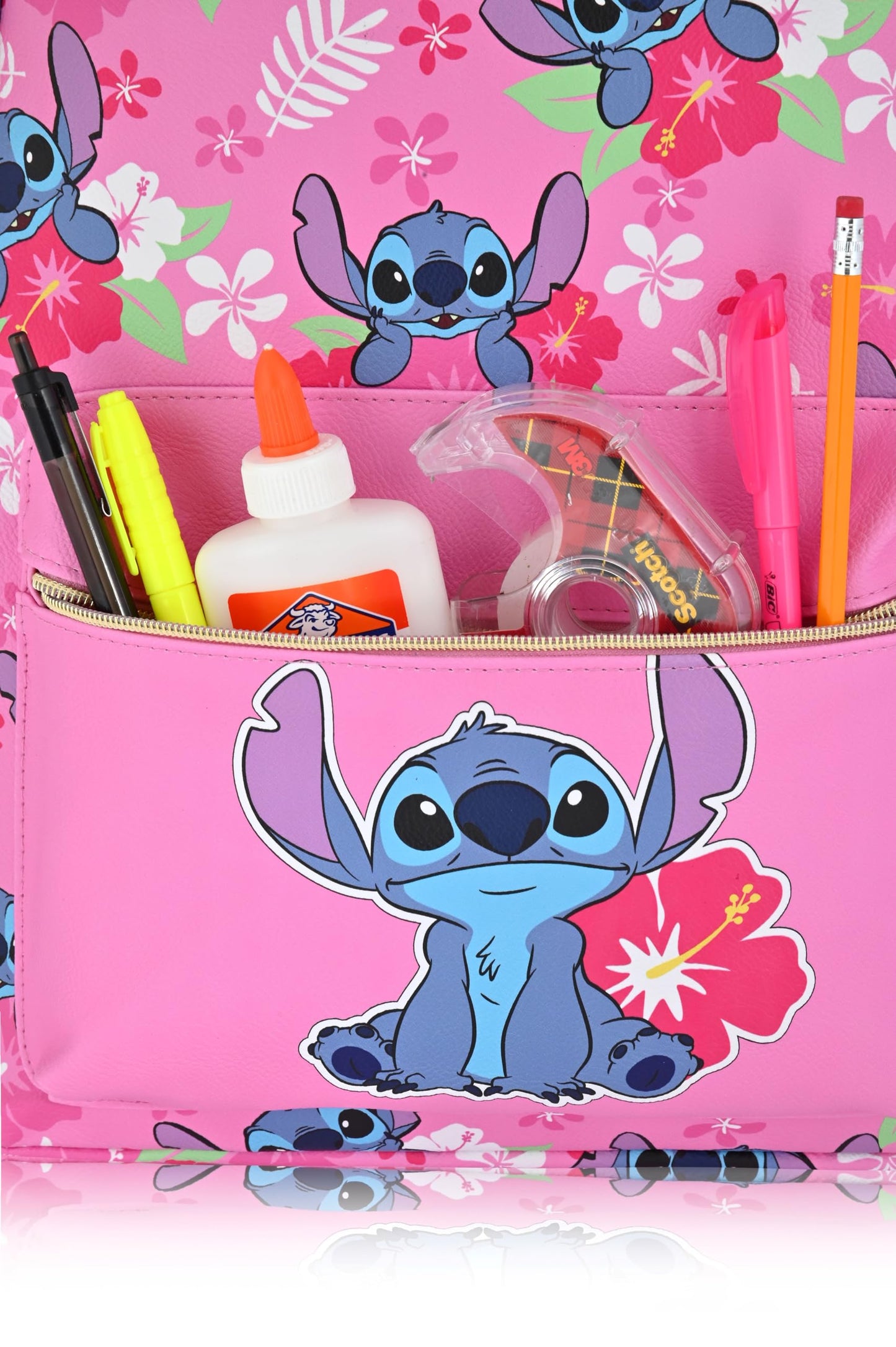 Fast Forward Stitch Backpack, Unisex 16-Inch Daypack, PU Leather, Stitch Design, Cute & Spacious, Adjustable Straps