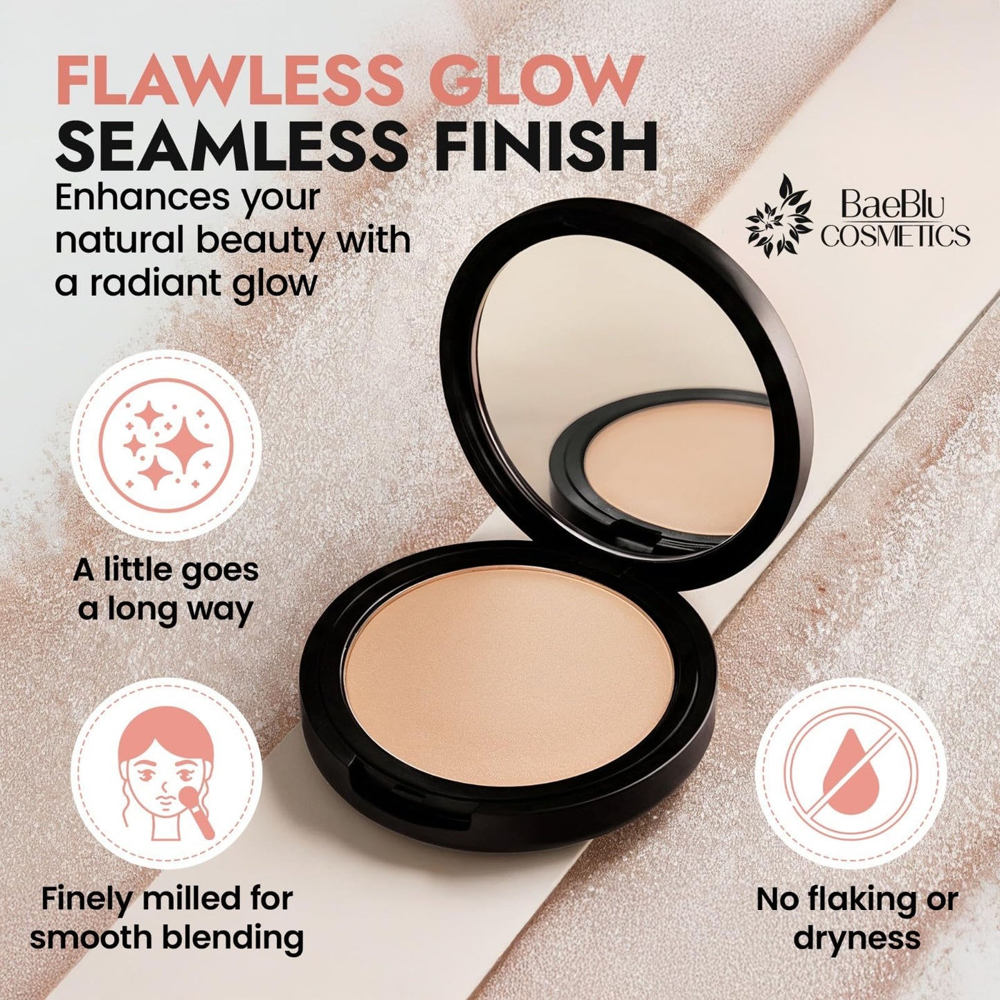 Organic Highlighter Makeup Powder, Diamond Dust - Talc-Free, Lightweight & Vegan Shimmer Highlighter for Radiance on Face, Body & Collarbone - No