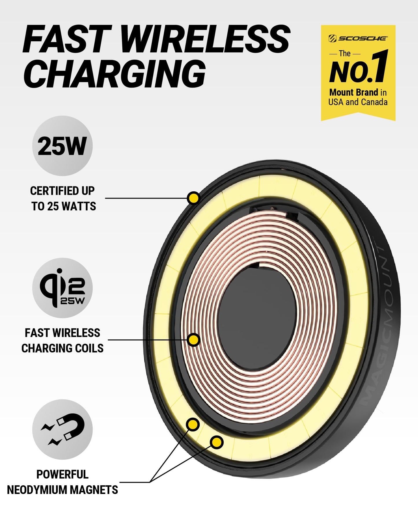 Scosche MPQTRDV Qi2 MagSafe Car Mount Charger 25W Fast Wireless Charging Phone Holder for Vent or Dashboard, Magnetic Cell Phone Mount Compatible…