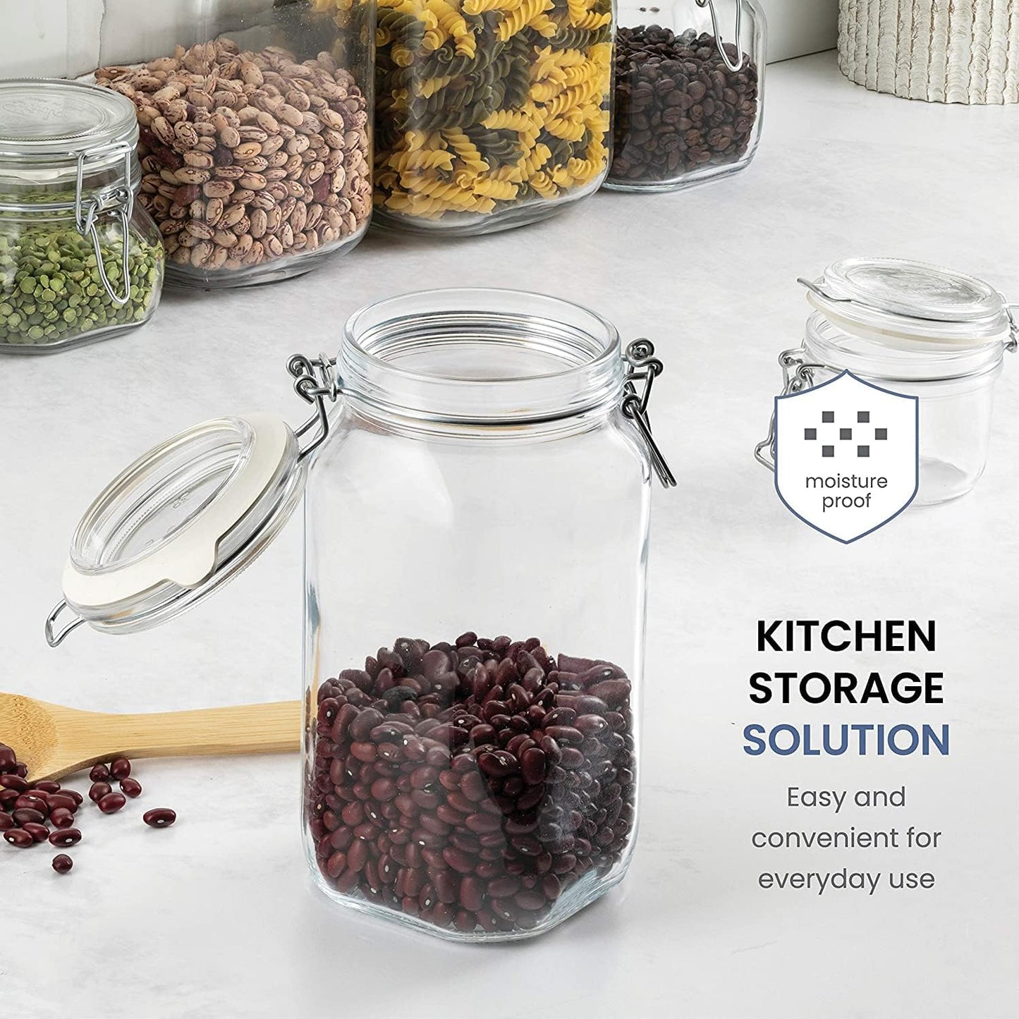 Bormioli Rocco Fido Glass Jars - 50.75 oz Large Airtight Container with Clamp Lids & Rubber Seals, BPA-Free Glass Canisters for Pantry Display…