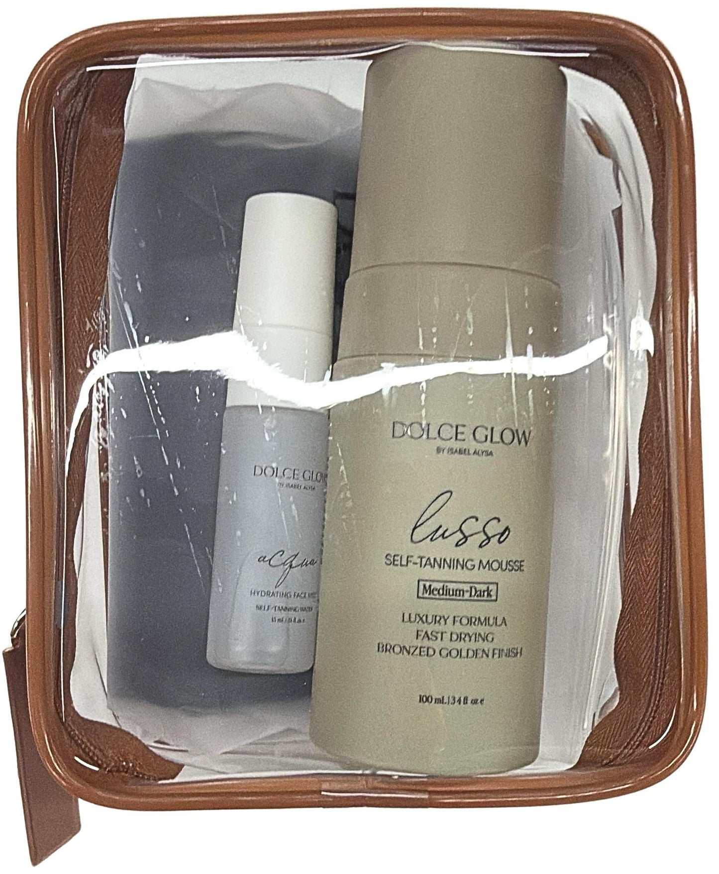 Dolce Glow Bestsellers Discovery Set, Self-Tanning Mousse & Hydrating Face Mist with Application Mitt and Travel Bag