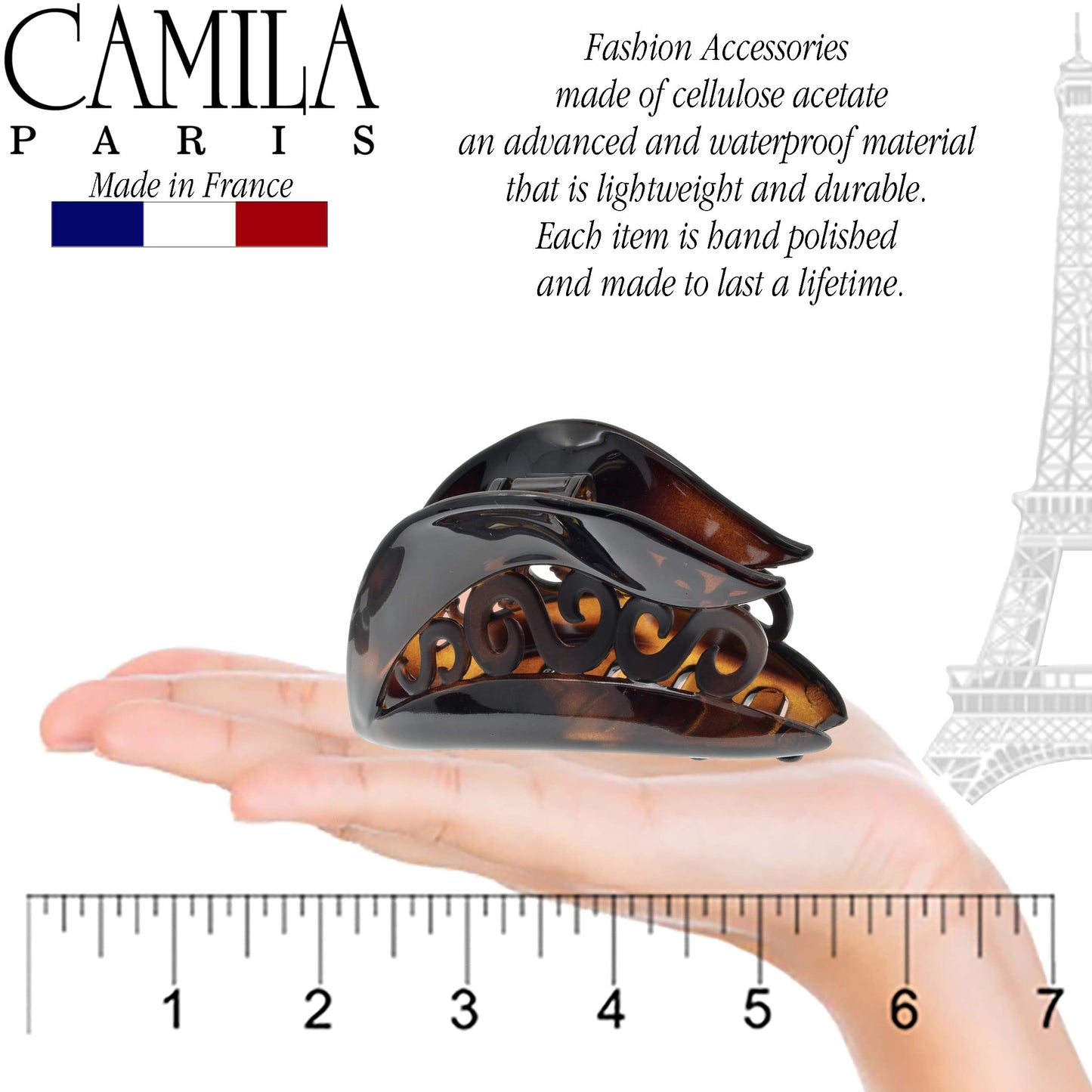 Camila Paris CP2144 French Hair Clip for Women for Thick Hair and Long Curly Wavy Hair, Tortoise Shell, Girls Hair Claw Clips Hair Accessories