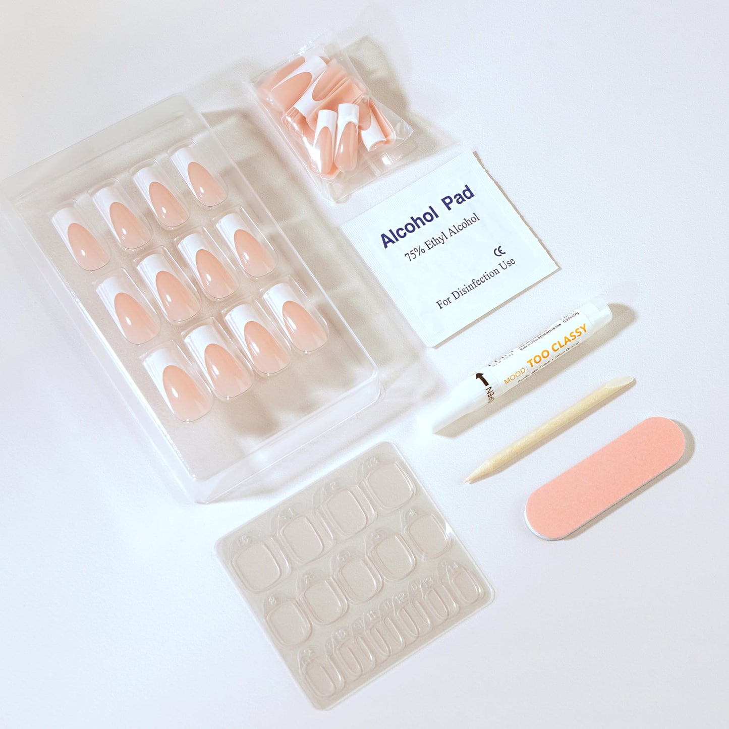 MOOD: TOO CLASSY Press On Nails - On the Edge | Trendy Long Coffin Shape | Salon Acrylic Finish, Kit Includes 30 Nail Tips, Mini Glue, Adhesive Tabs Beauty & Personal Care EBIN NEW YORK