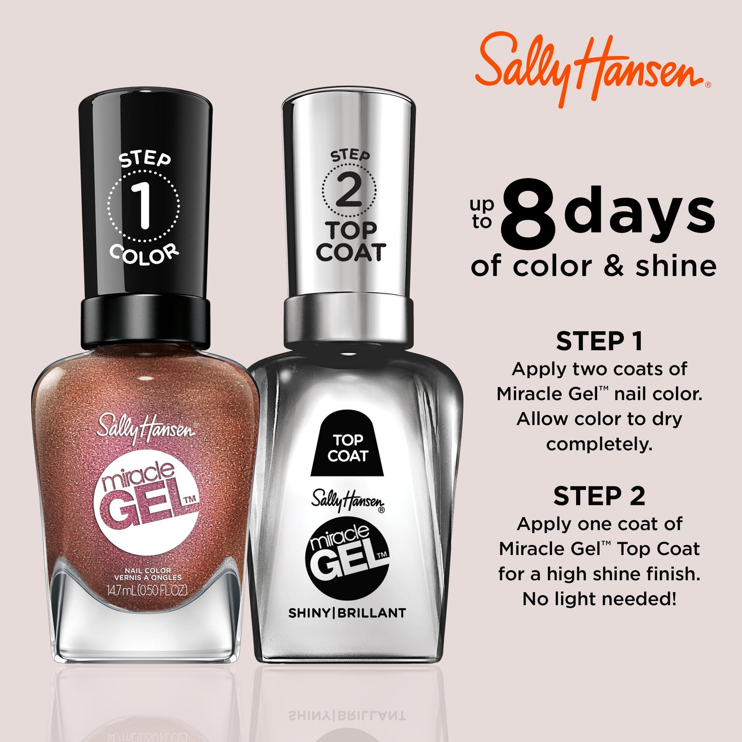 Sally Hansen Miracle Gel Salon Quality Nail Polish | Gel-Like Formula, Two-Step System, No UV Light Needed, Long Lasting | Sheer, Shimmery | 211 One Beauty & Personal Care Sally Hansen